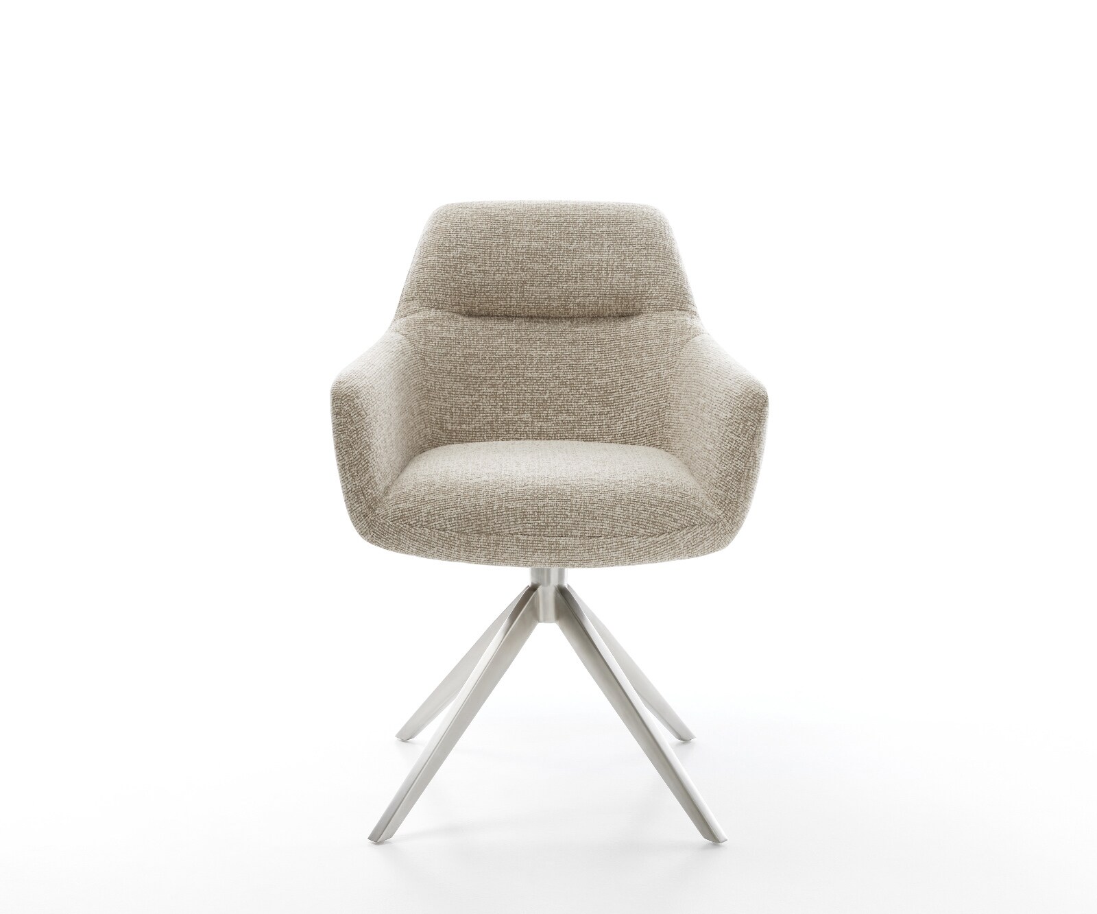 Draaistoel Pejo-Flex geweven stof beige kruisframe breed roestvrij staal 360° draaibaar rocker-functie pocketveer kern 2