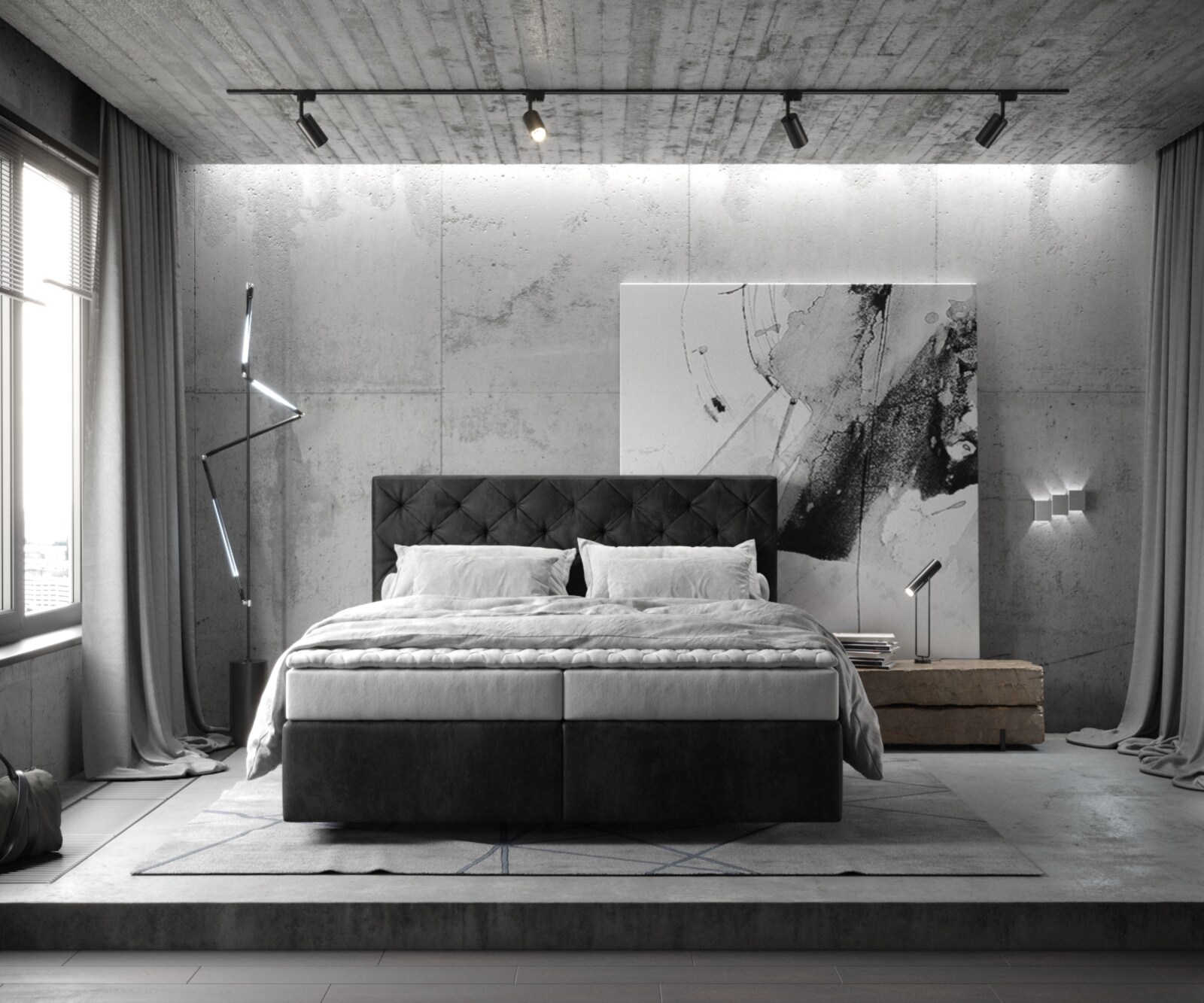 Boxspringbed Dream-Great 160x200 microvezel antraciet Vintage 1
