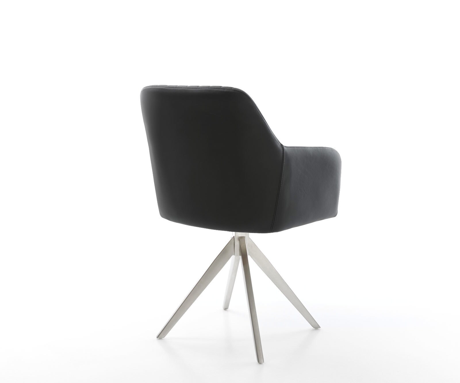 Eetkamerstoel Greg-Flex echt leer zwart kruisframe hoekig roestvrij staal pocketveer kern 4 Eetkamerstoel Greg-Flex echt leer zwart kruisframe hoekig roestvrij staal pocketveer kern 4