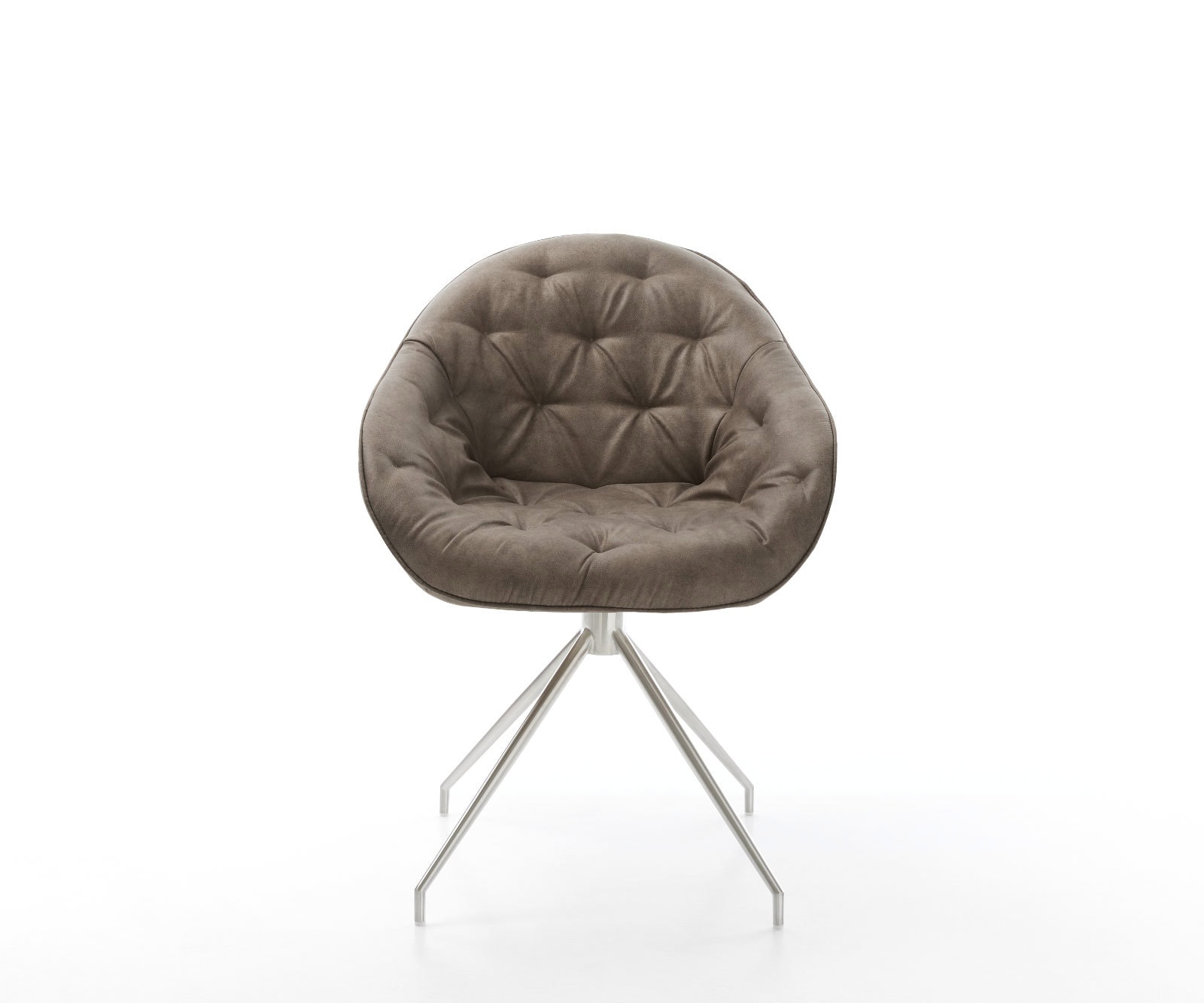 Eetkamerstoel Gaio-Flex microvelours taupe vintage kruisframe conisch roestvrij staal 1 Eetkamerstoel Gaio-Flex microvelours taupe vintage kruisframe conisch roestvrij staal 1