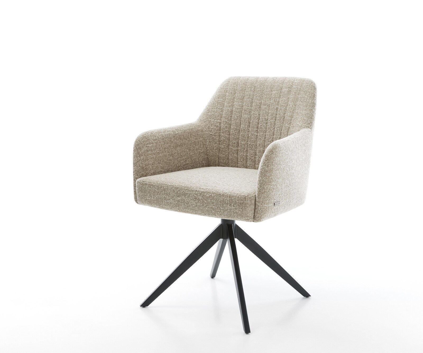 Draaistoel Greg-Flex geweven stof beige kruisframe breed zwart 360° draaibaar rocker-functie pocketveer kern 1