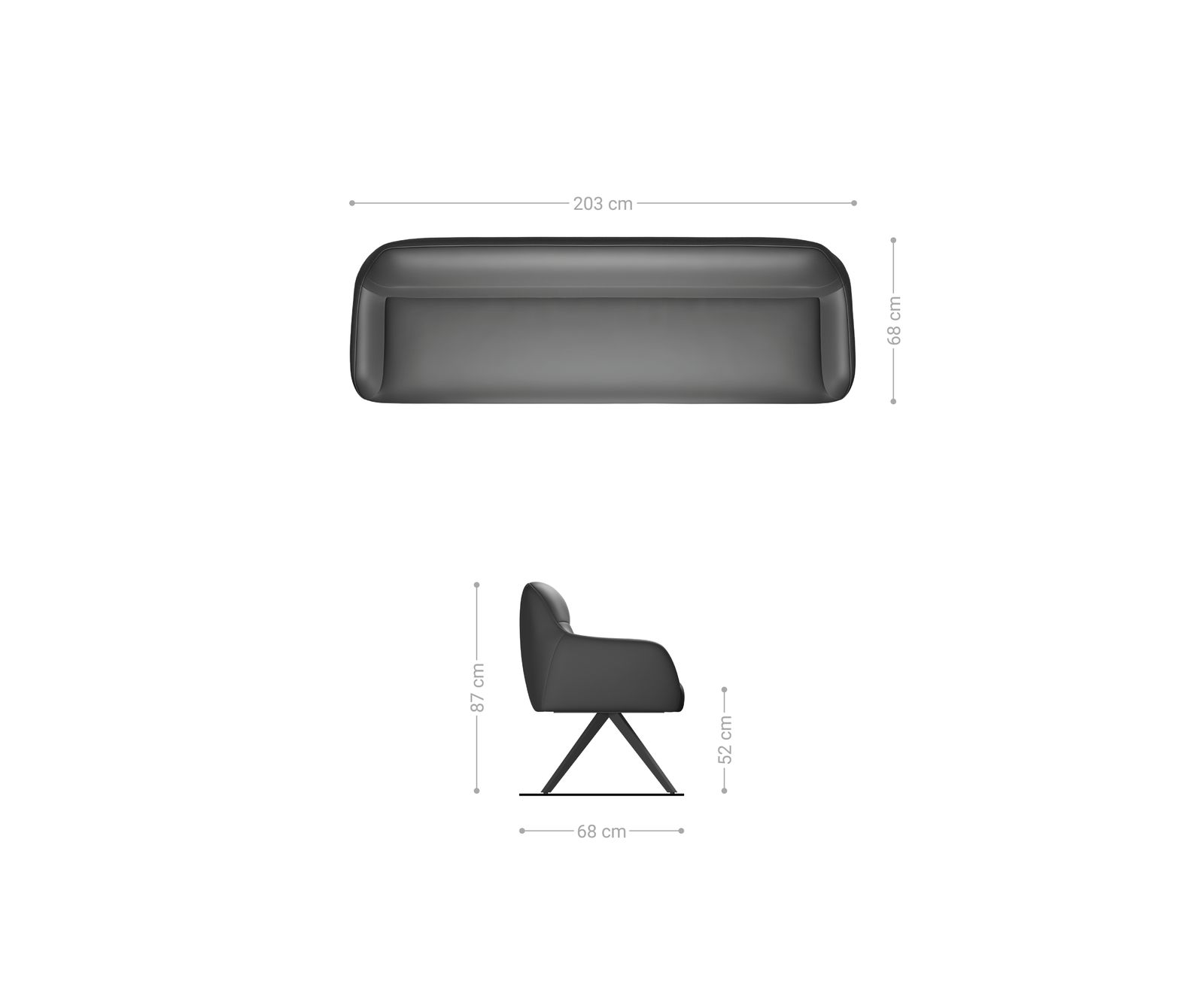 Eetkamerbank Taya-Flex 200 cm microvelours anthraciet vintage hoekig kruisframe afwerking met titaniumeffect pocketvering 8