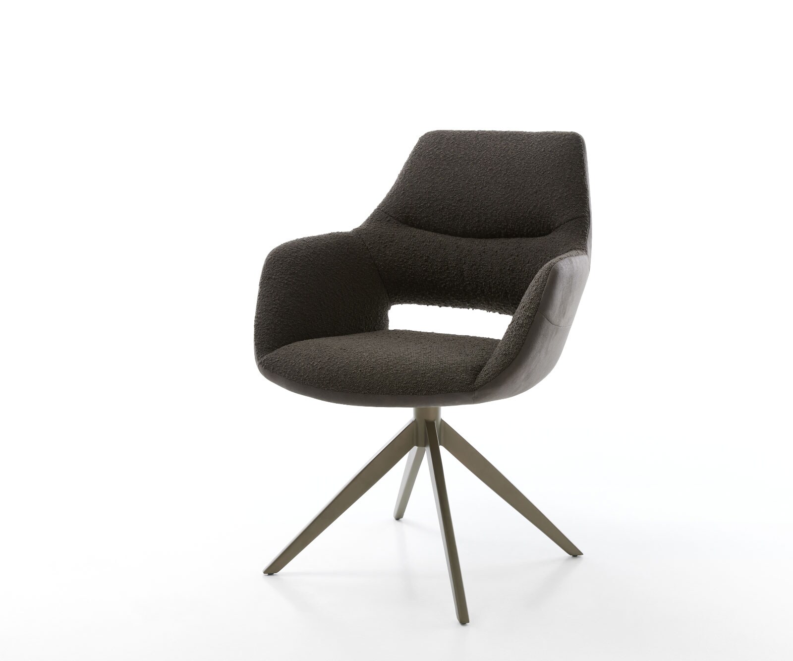 Draaistoel Yago-Flex met armleuning materiaalmix zwart kruisframe breed afwerking met titanium 360° draaibaar rocker-functie pocketveer kern