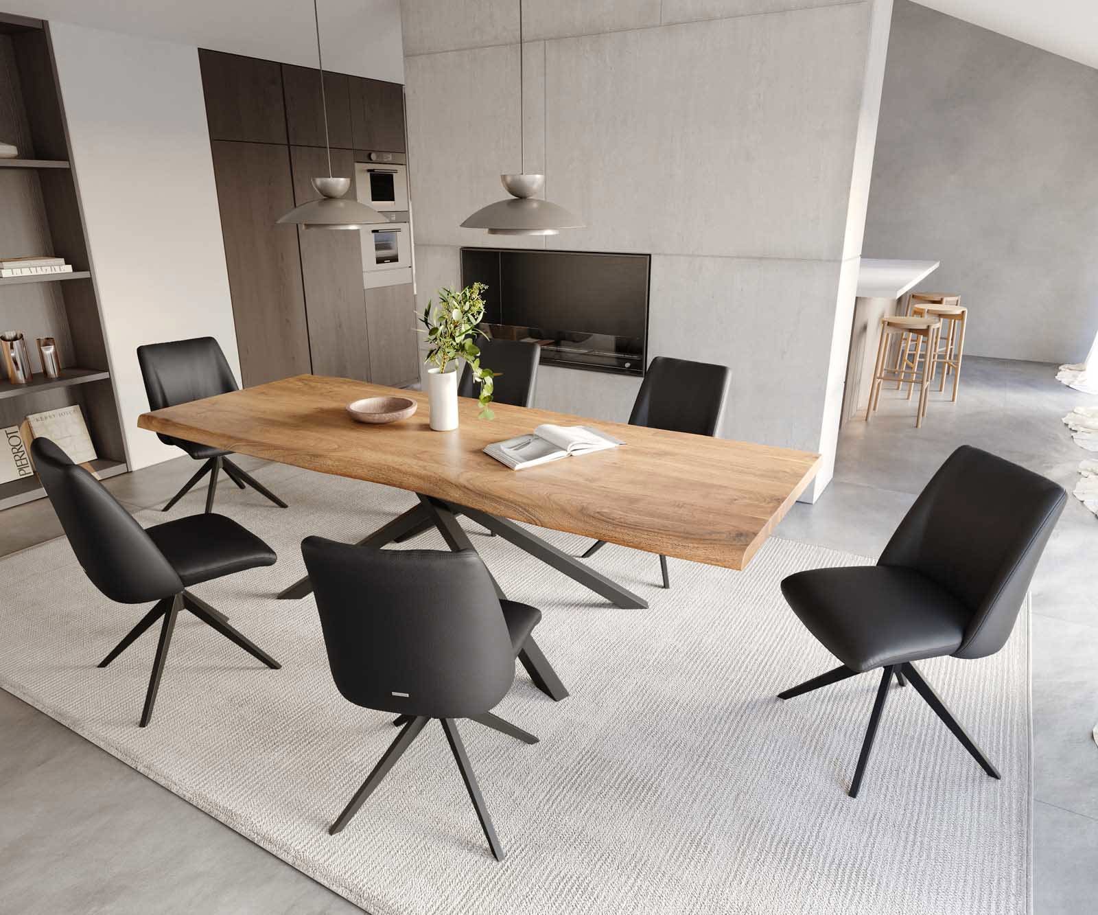 Draaistoel Elso-Flex echt leer zwart kruisframe breed zwart 360° draaibaar pocketveer kern 5