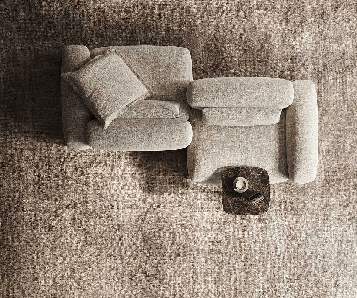 Bigsofa Freestyle 280x110 cm Zachte Geweven stof Beige kapnaad 5