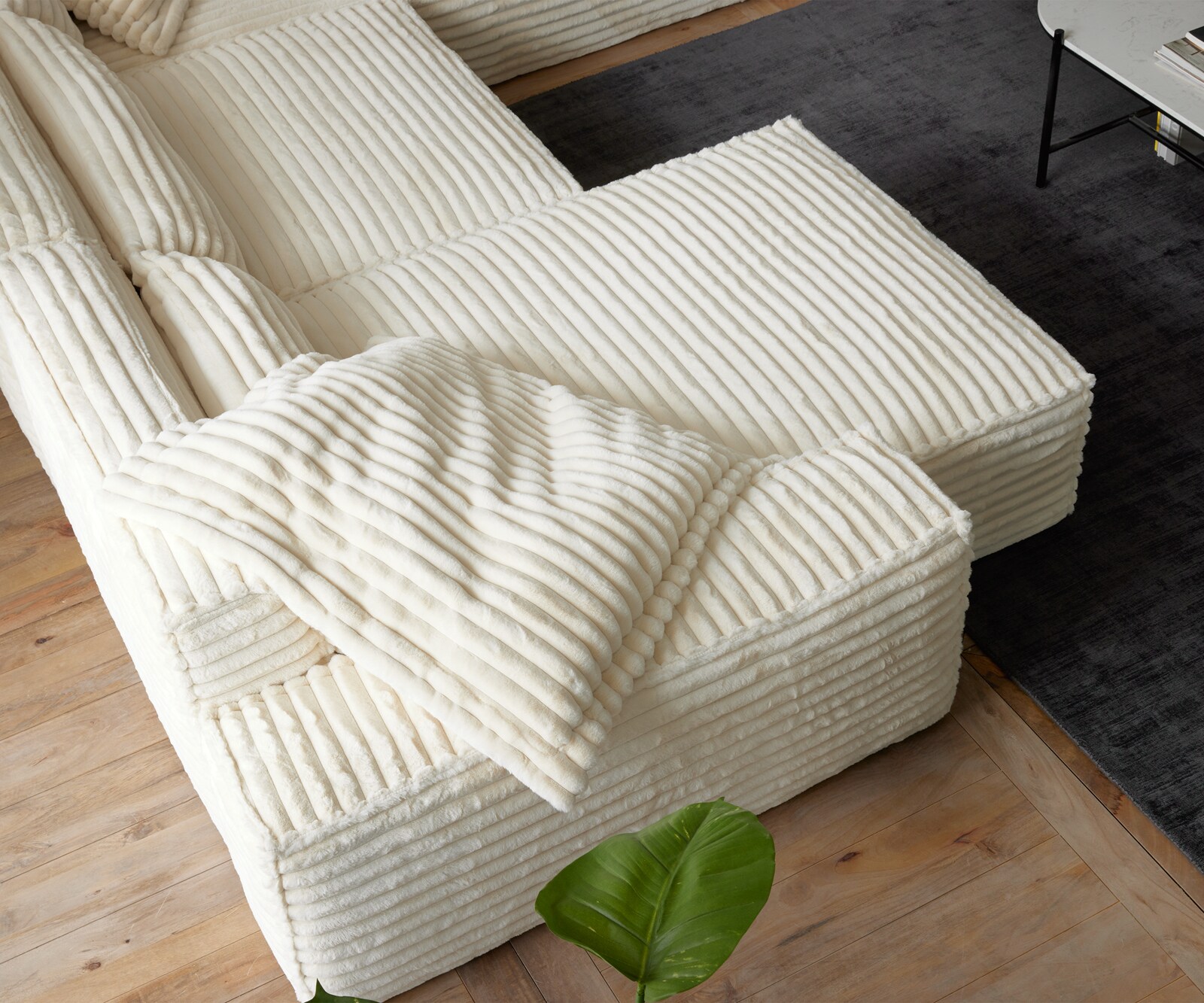 Woonkamerlandschap Sirpio XL 360x260 cm Pluche koord recamiere variabele 4 Woonkamerlandschap Sirpio XL 360x260 cm Pluche koord recamiere variabele 4