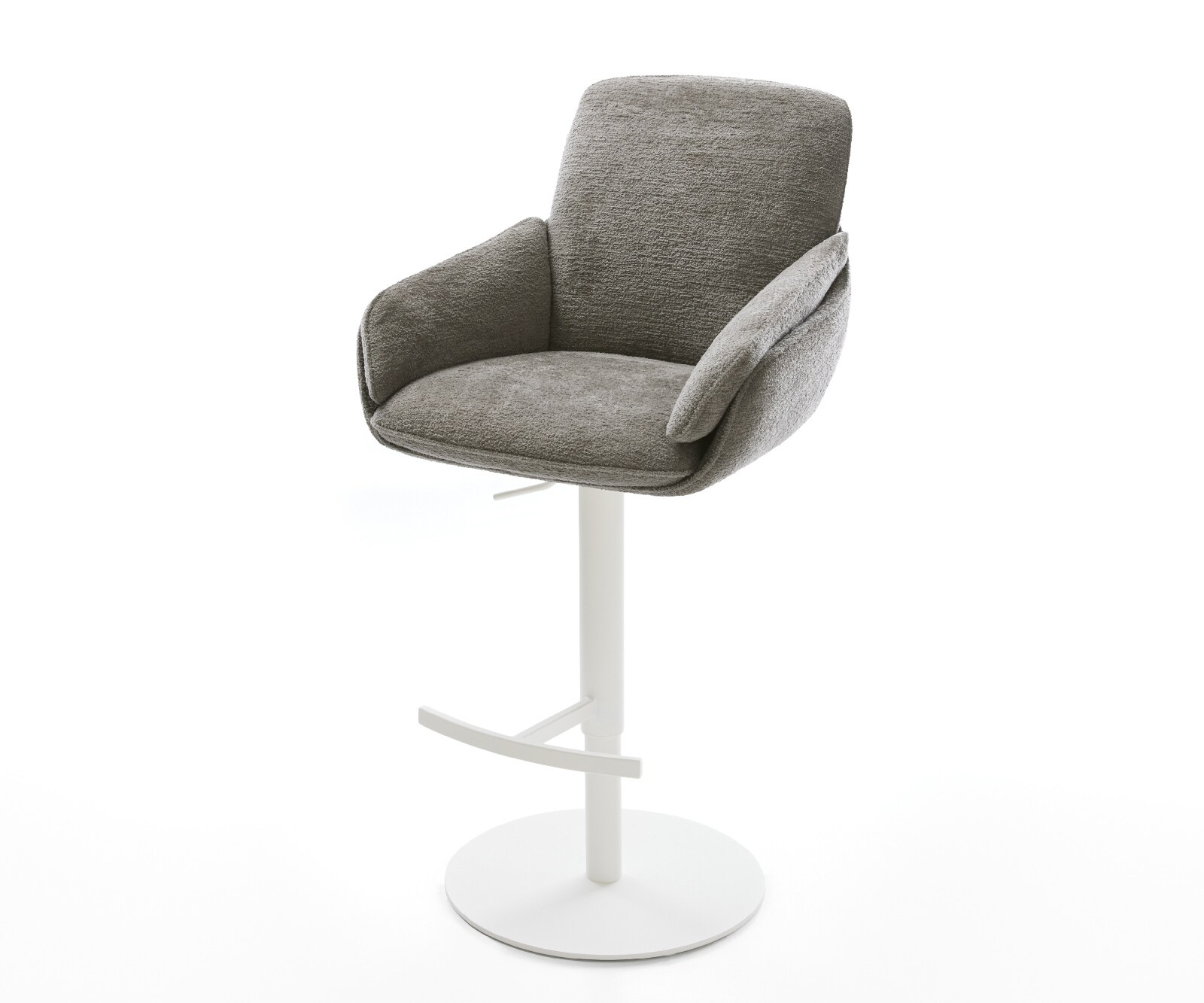 Barstoel Luan-Flex Bouclé zacht Mud Draaivoet in hoogte verstelbaar wit Wit