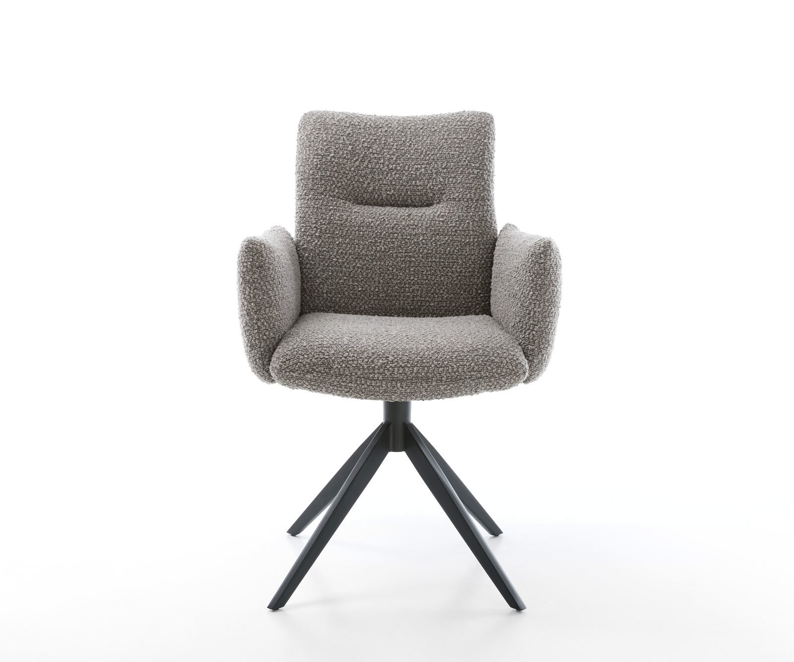 Draaistoel Jova-Flex met armleuning bouclé zilver grijs kruisframe breed zwart 360° draaibaar pocketveer kern 2