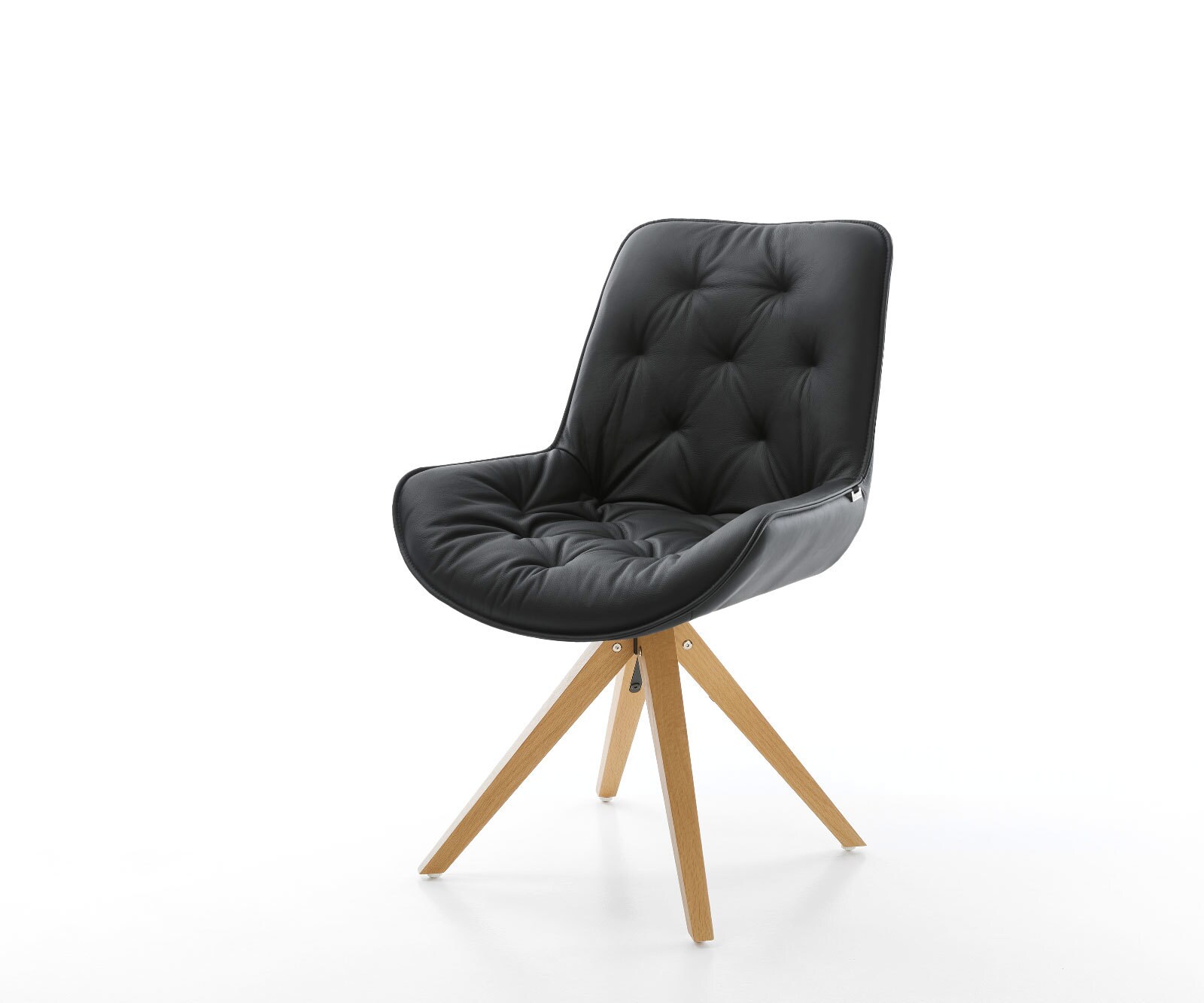 Eetkamerstoel Taimi-Flex echt leer zwart houten frame hoekig natuur Eetkamerstoel Taimi-Flex echt leer zwart houten frame hoekig natuur