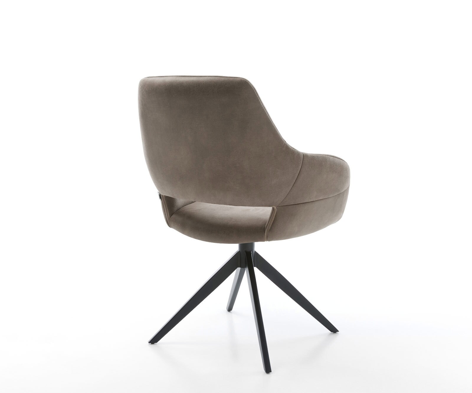 Draaistoel Yago-Flex met armleuning microvelours taupe vintage kruisframe breed zwart 360° draaibaar rocker-functie pocketveer kern 4
