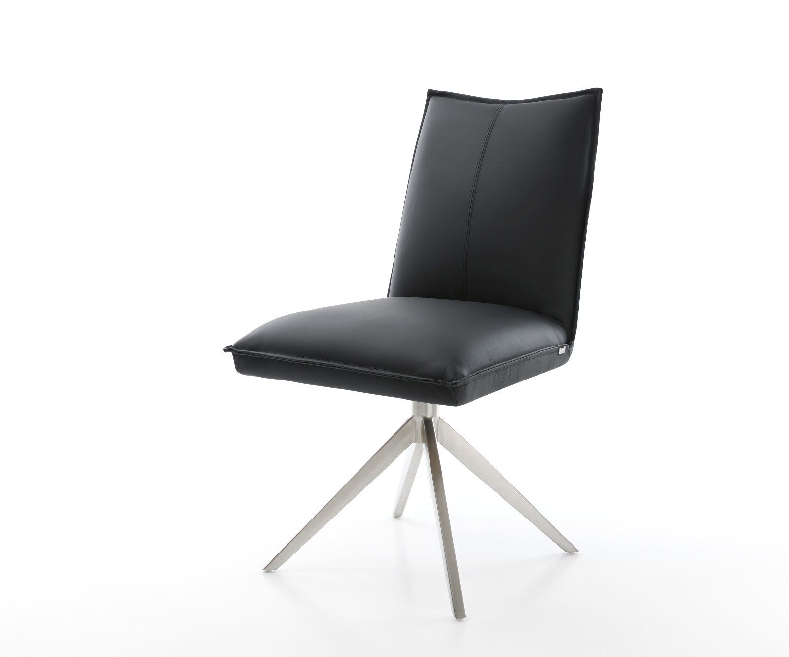 Draaistoel Lelio-Flex echt leer zwart kruisframe breed roestvrij staal 360° draaibaar rocker-functie pocketveer kern