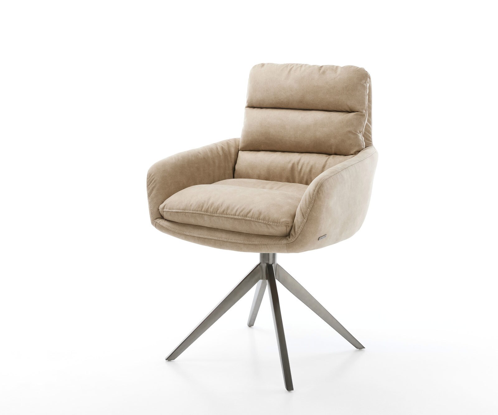 Draaistoel Abelia-Flex met armleuning microvelours beige vintage kruisframe breed grafiet 360° draaibaar rocker-functie 1