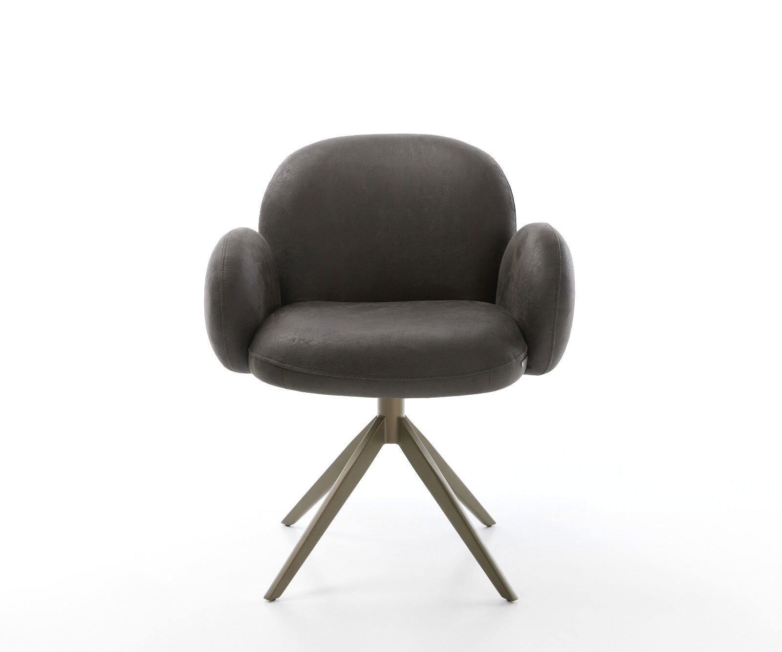 Draaistoel Nube-Flex met armleuning microvelours antraciet vintage kruisframe breed afwerking met titanium 360° draaibaar rocker-functie pocketveer kern 1