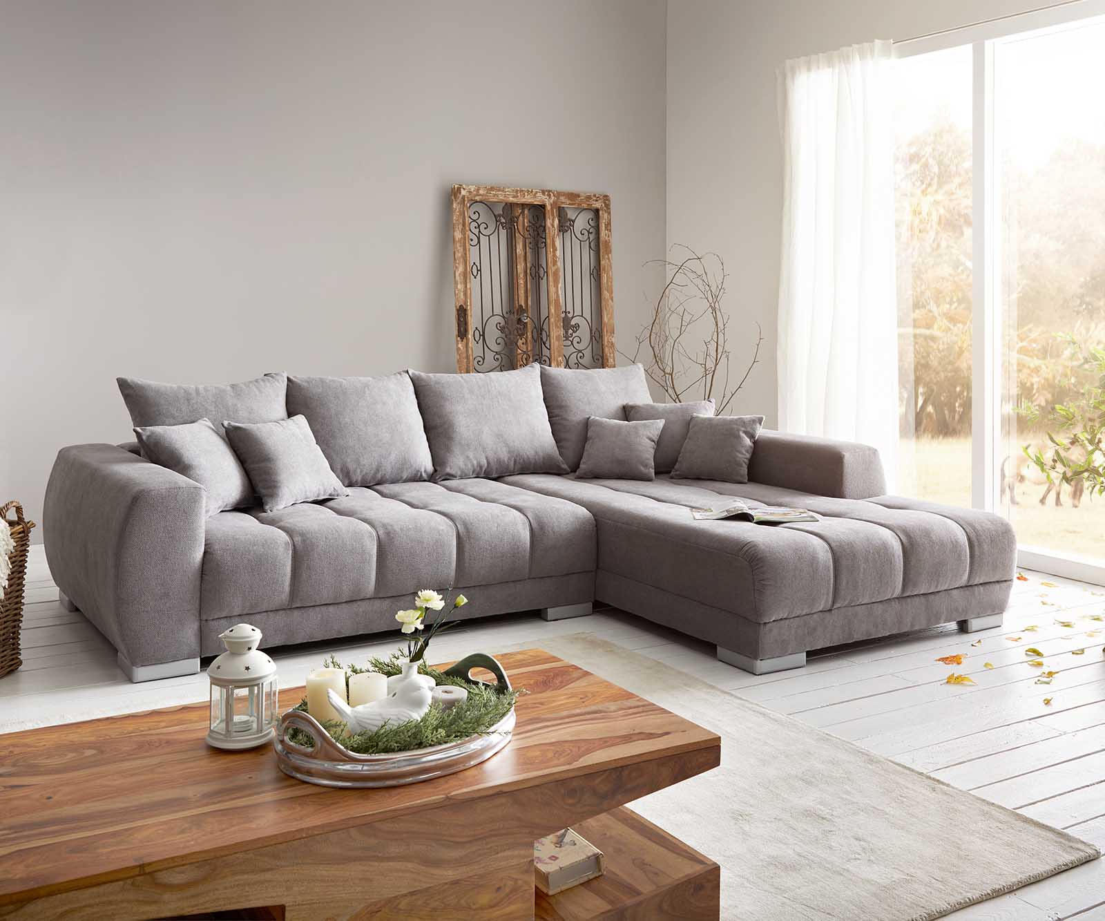 Hoekbank Josea 300x220 cm microvezel steengrijs Recamiere rechts 4