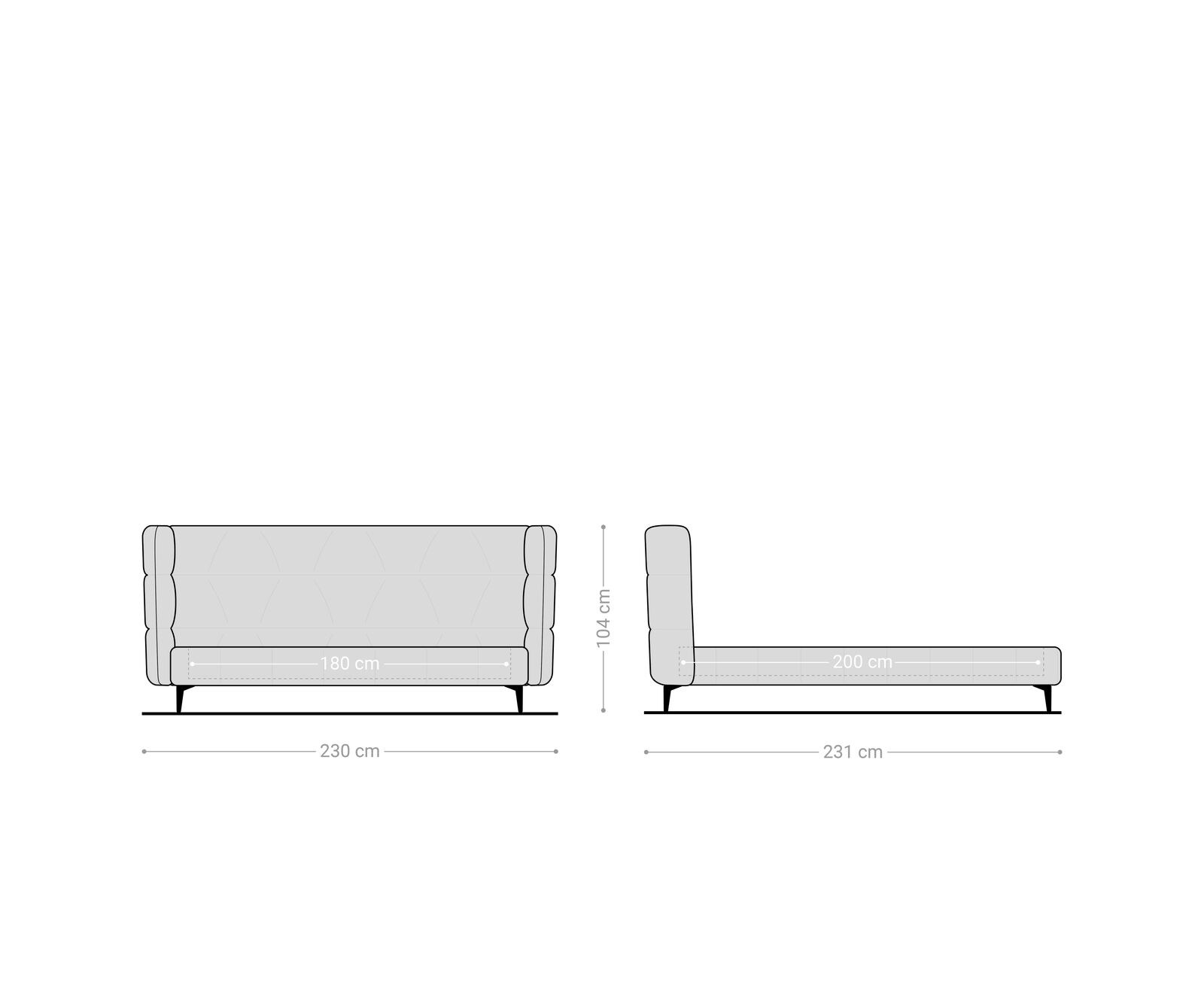 Bedframe Capujo 180x200 cm microvezel grijs gestoffeerd 6
