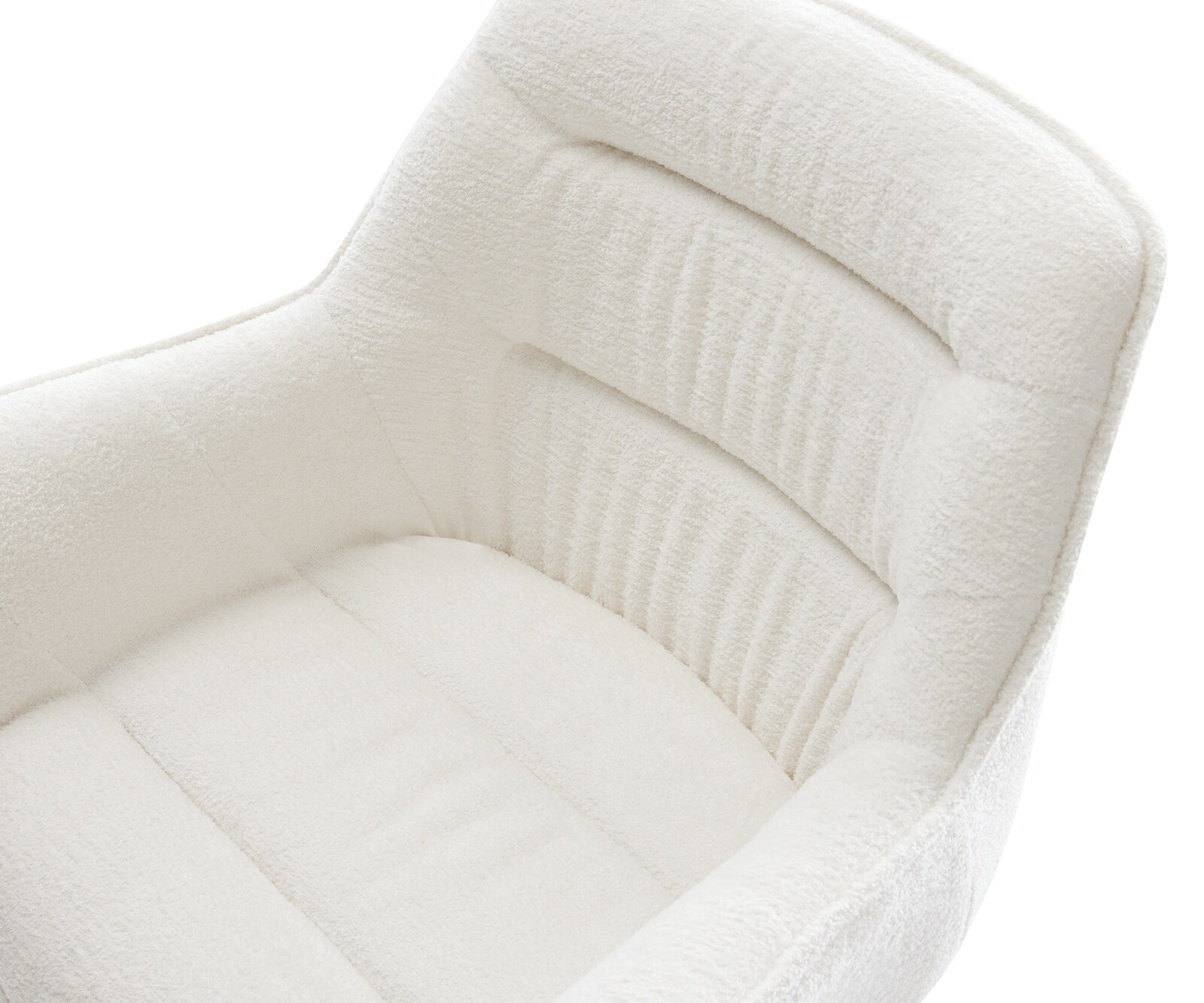 Draaistoel Kaira-Flex bouclé zacht beige kruisframe breed zwart 360° draaibaar rocker-functie 4