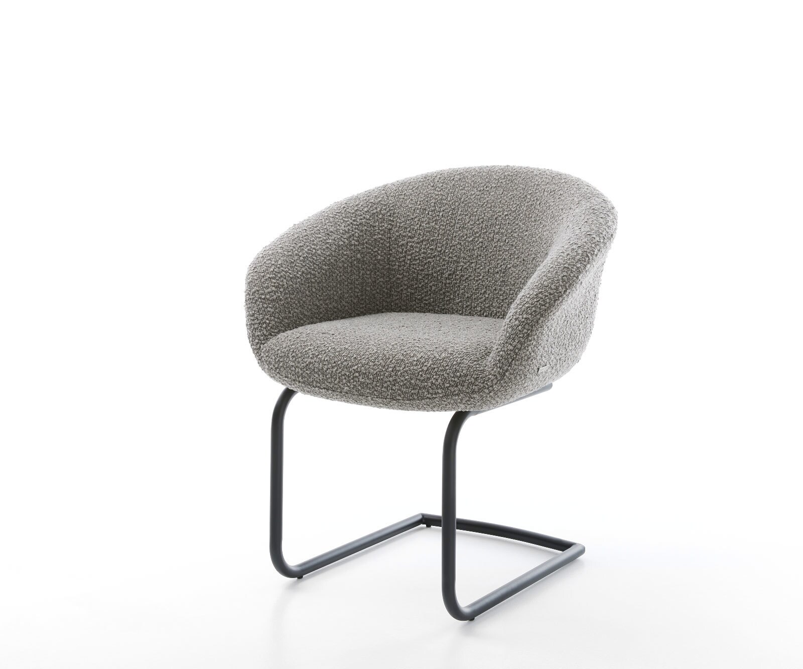 Sledemodel Vinka-Flex met armleuning bouclé zilver grijs sledemodel rond zwart pocketveer kern 1