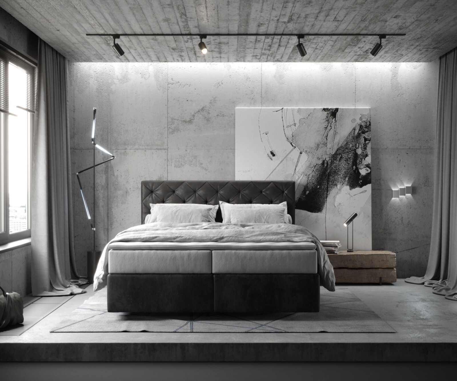 Boxspringbed Dream-Great 160x200 cm Microvezel Antraciet Vintage met TFK Matras en Visco Topper 1