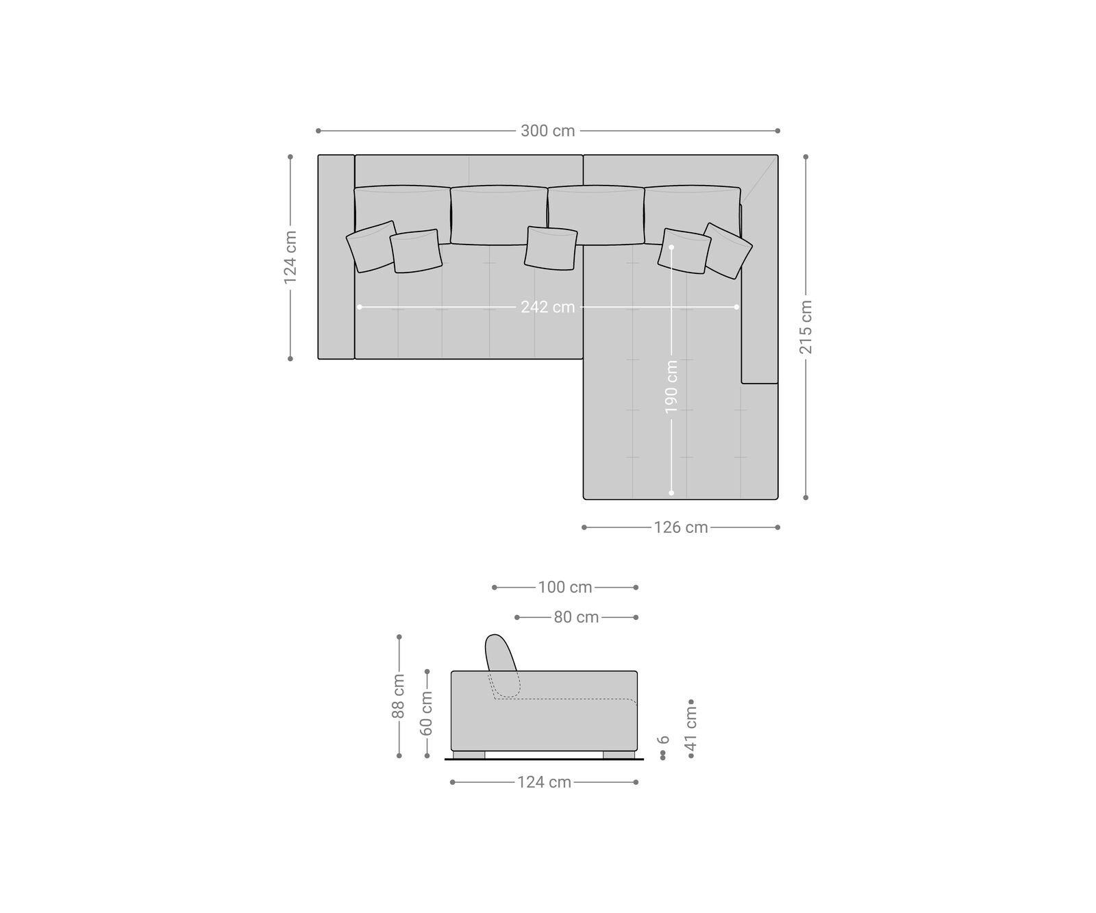 Hoekbank Josea 300x220 cm microvezel zwart Recamiere rechts 6