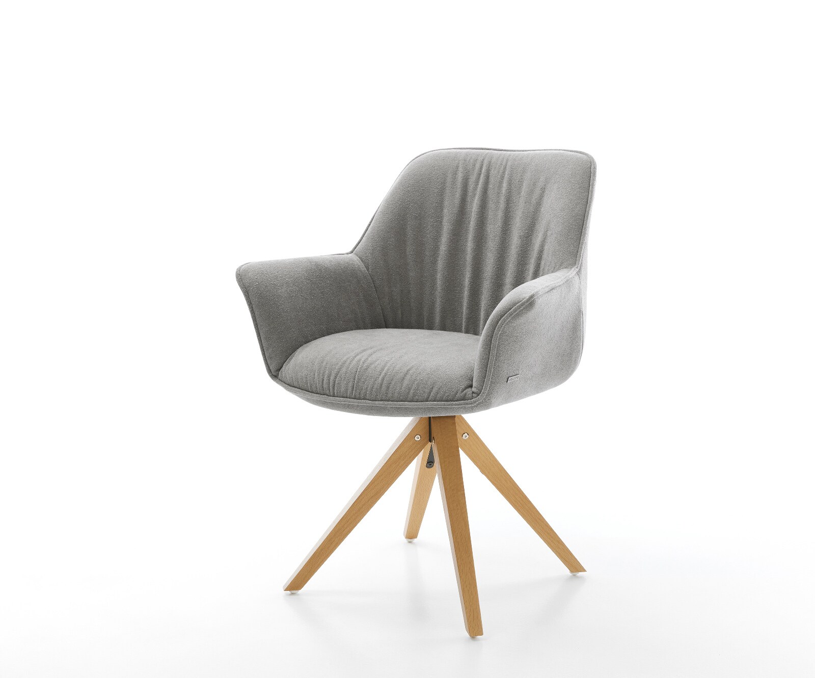 Draaistoel Keila-Flex met armleuning zachte stof met structuur grijs houten frame hoekig natuur 180° draaibaar 1