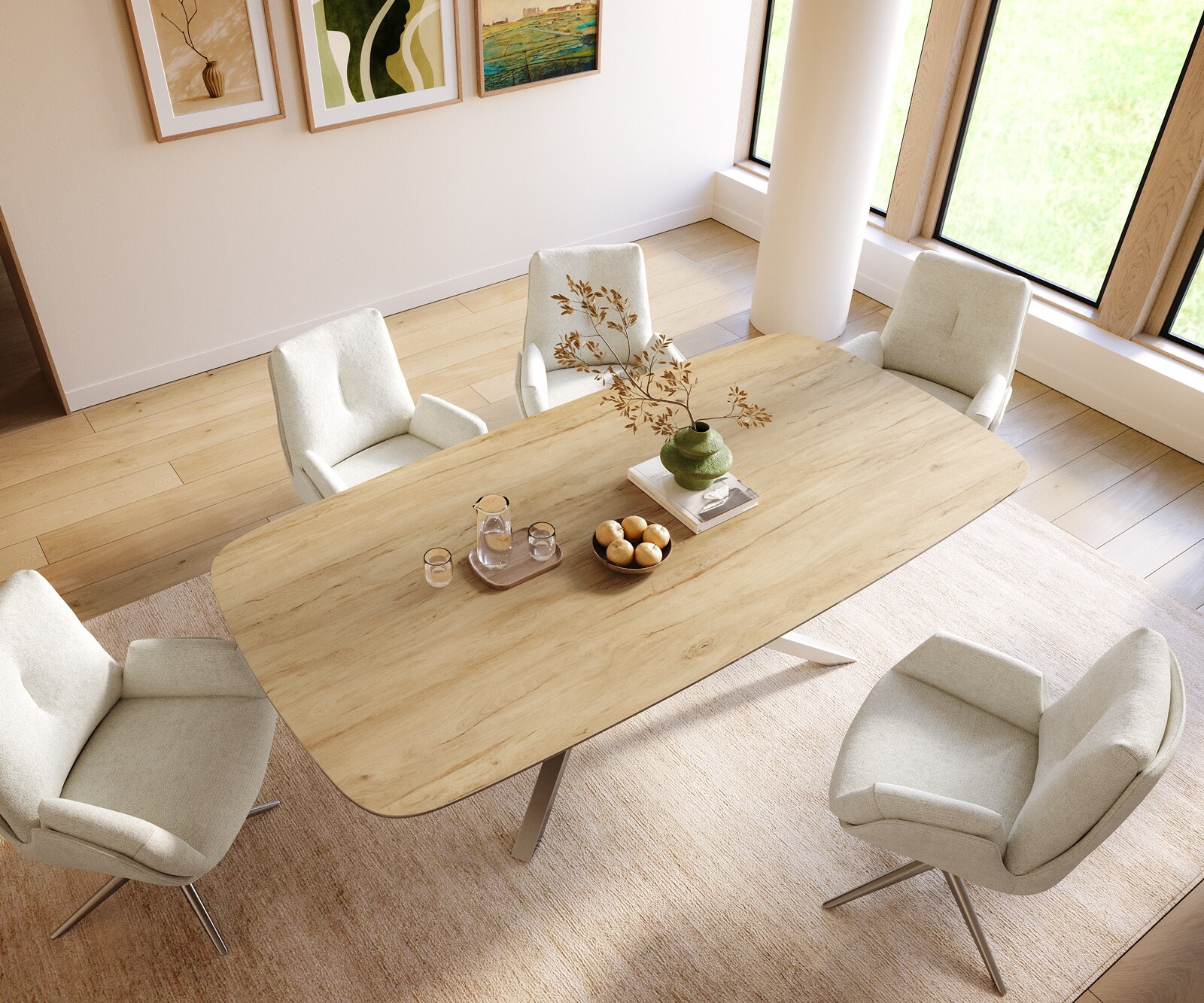 Eettafel Edge Boot 240x120 cm Keramiek Laminam® Sabbia Eichefarbig kruisonderstel Rechthoek Roestvrij staal 3