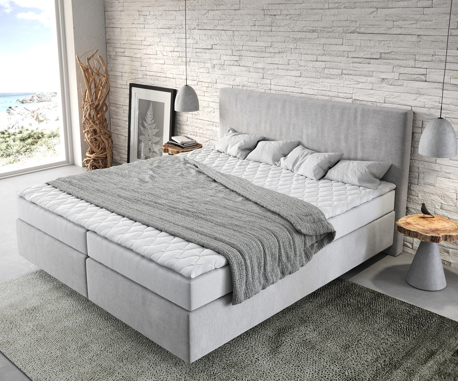 Boxspring-bed Dream-Well 180x200 cm Grijs Microvezel stof 3 Boxspring-bed Dream-Well 180x200 cm Grijs Microvezel stof 3