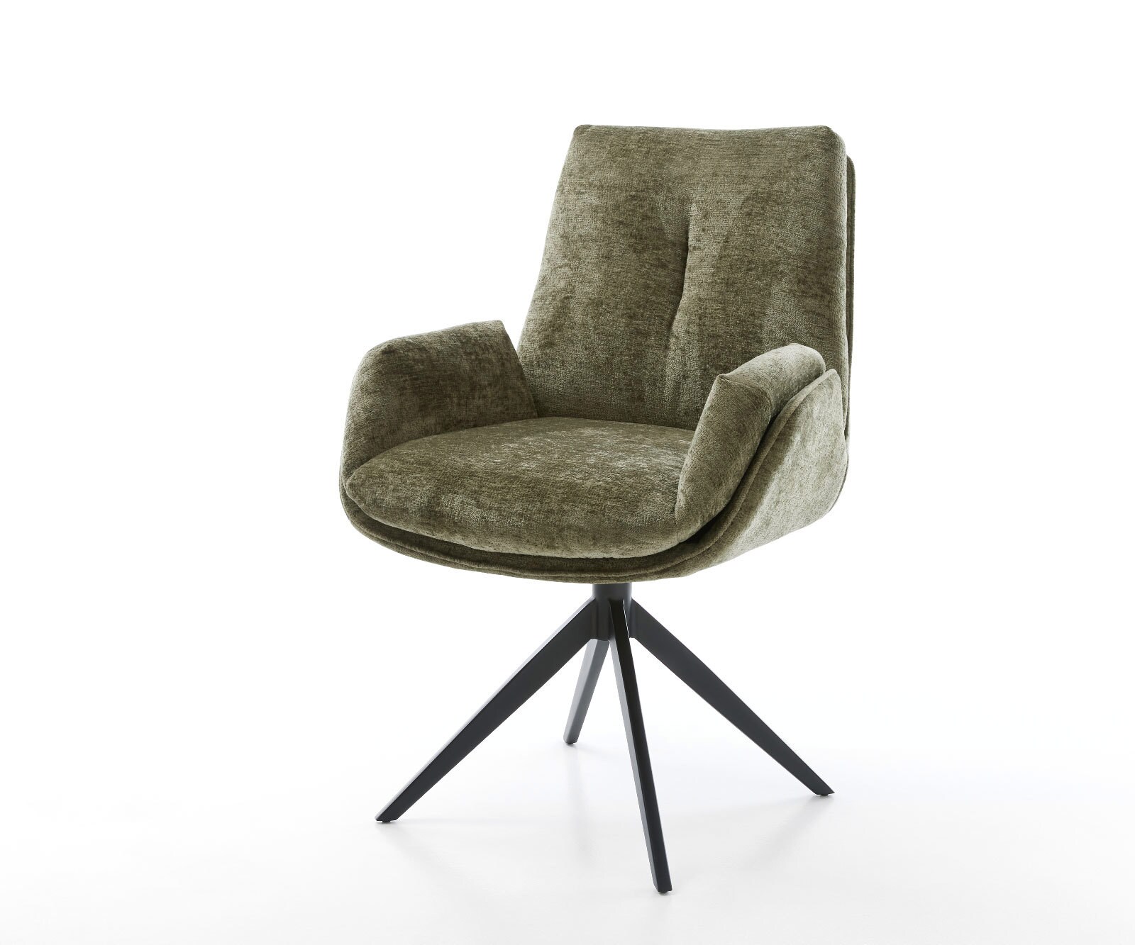 Draaistoel Clea-Flex chenille olijfgroen kruisframe breed zwart 360° draaibaar rocker-functie