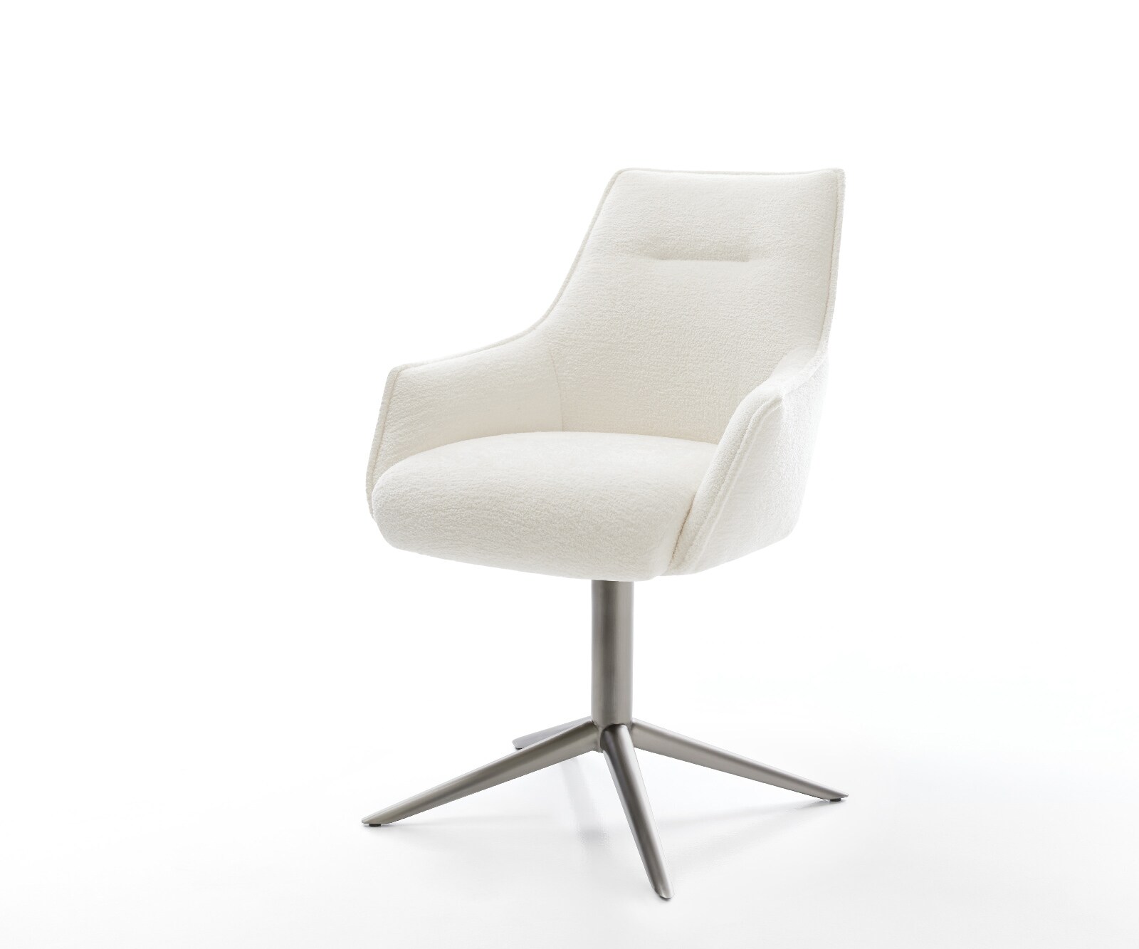 Draaistoel Alja-Flex met armleuning bouclé zacht beige kruispoot grafiet 360° draaibaar rocker-functie pocketveer kern