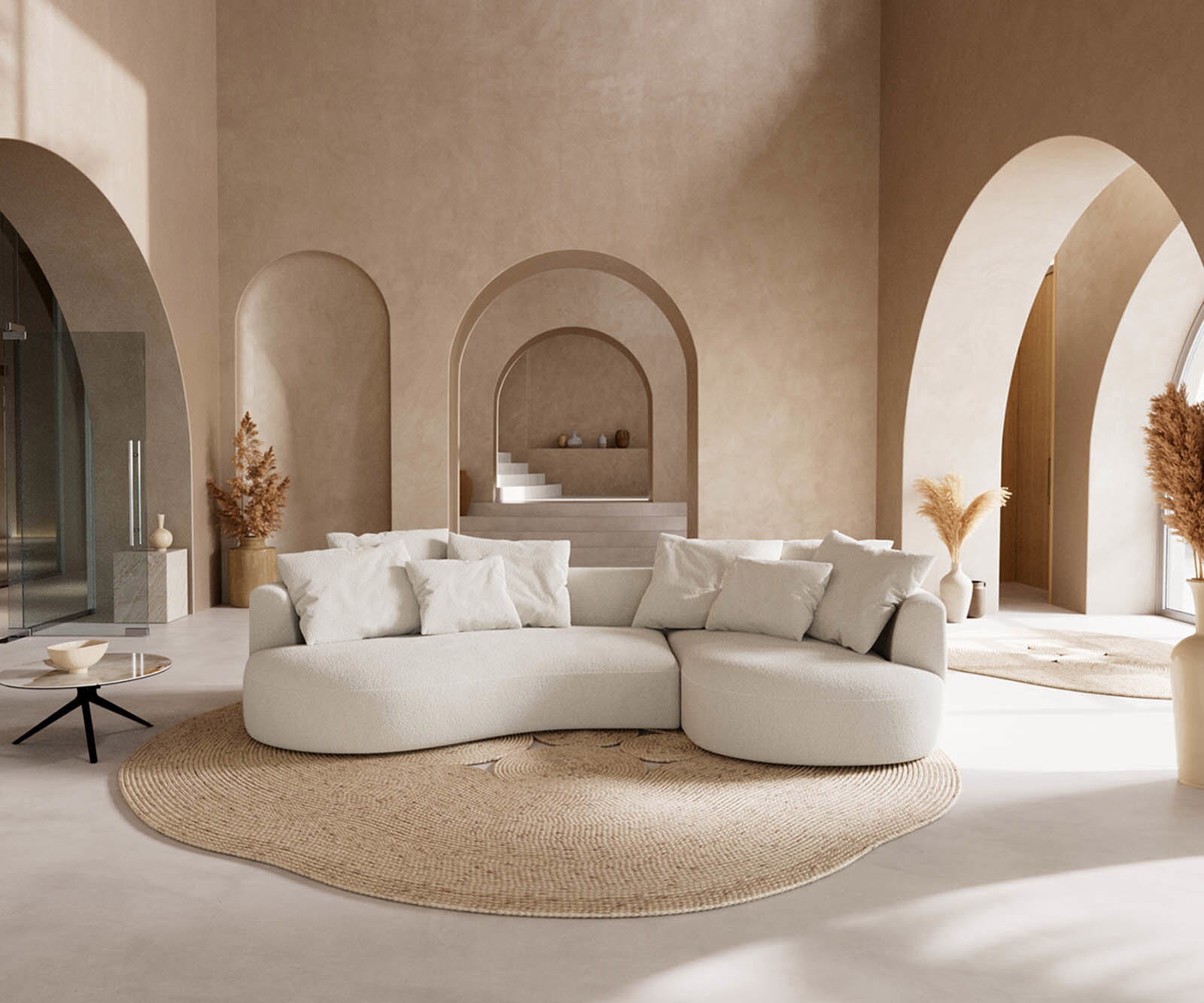 Sofa Edina 330x170 cm Bouclé crème-wit 1