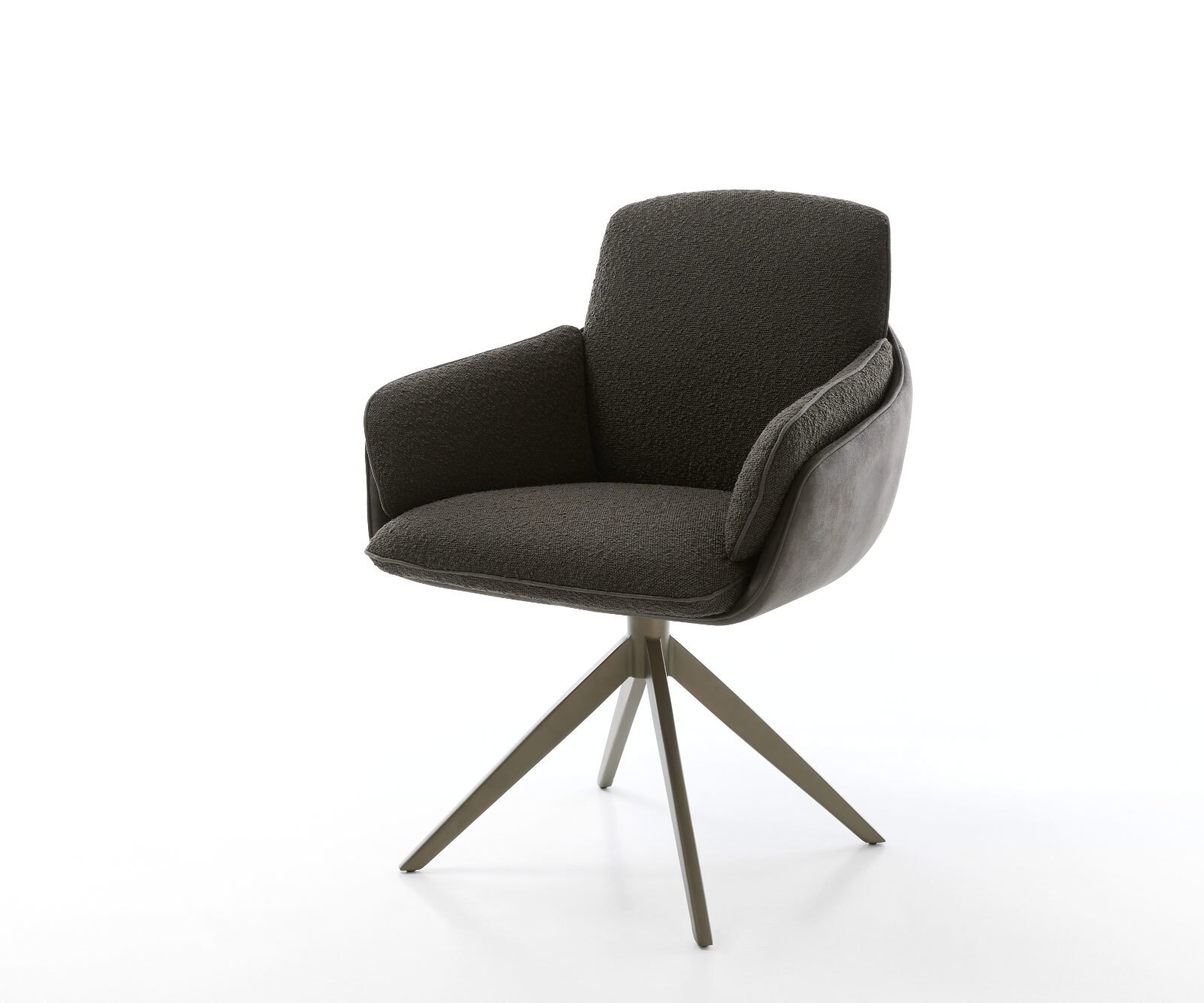 Draaistoel Luan-Flex met armleuning materiaalmix zwart kruisframe breed afwerking met titanium 360° draaibaar rocker-functie