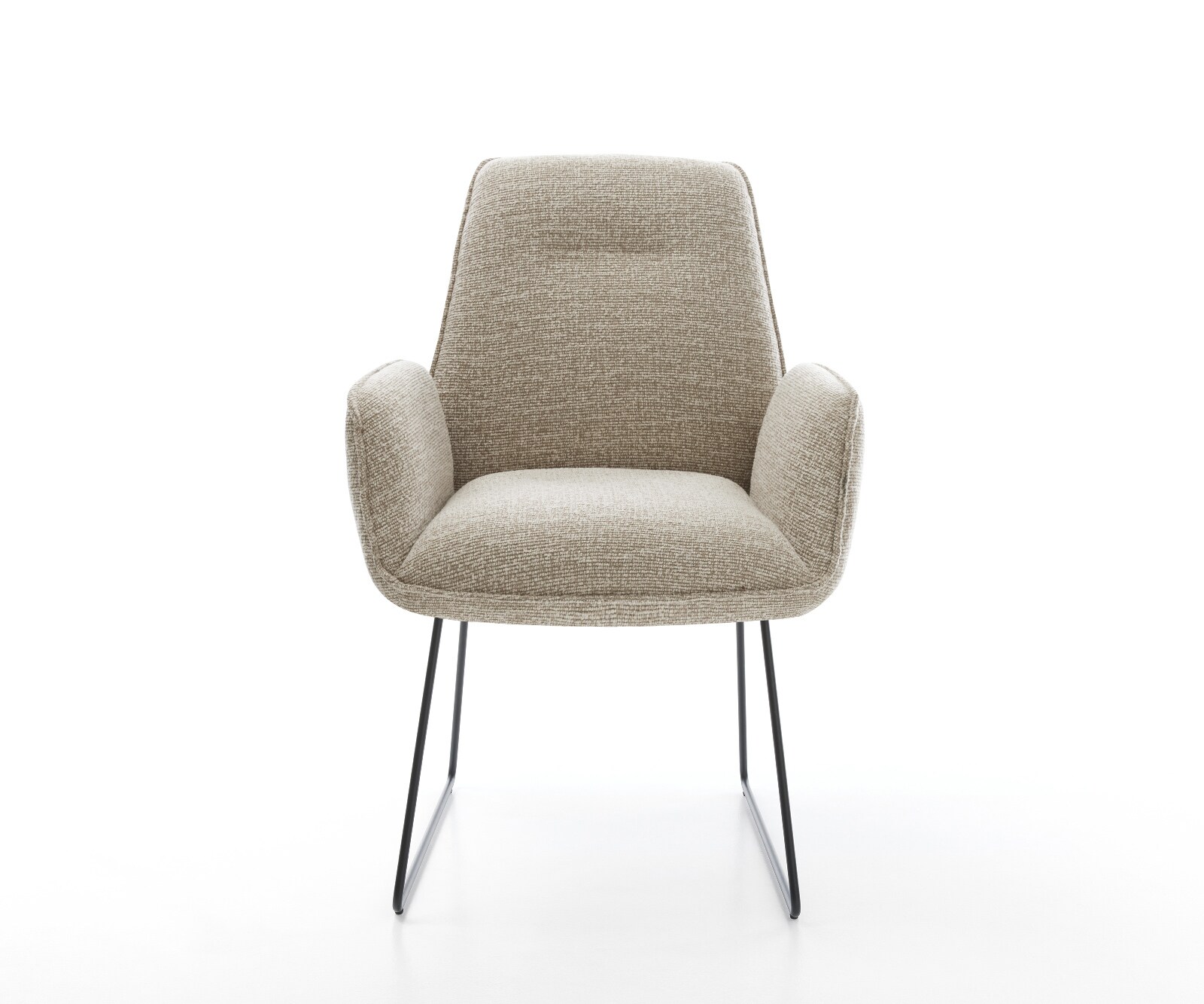 Eetkamerstoel Zoa-Flex geweven stof beige slipframe zwart pocketveer kern 1