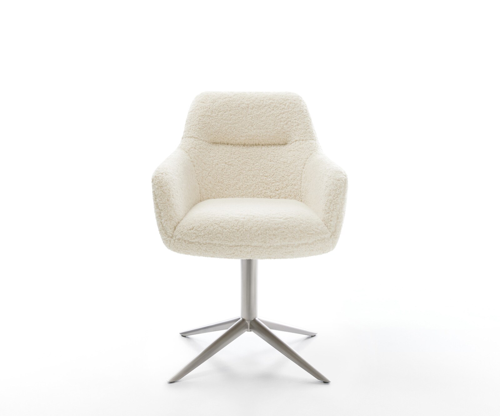 Draaistoel Pejo-Flex teddy beige kruispoot roestvrij staal 360° draaibaar rocker-functie pocketveer kern 1