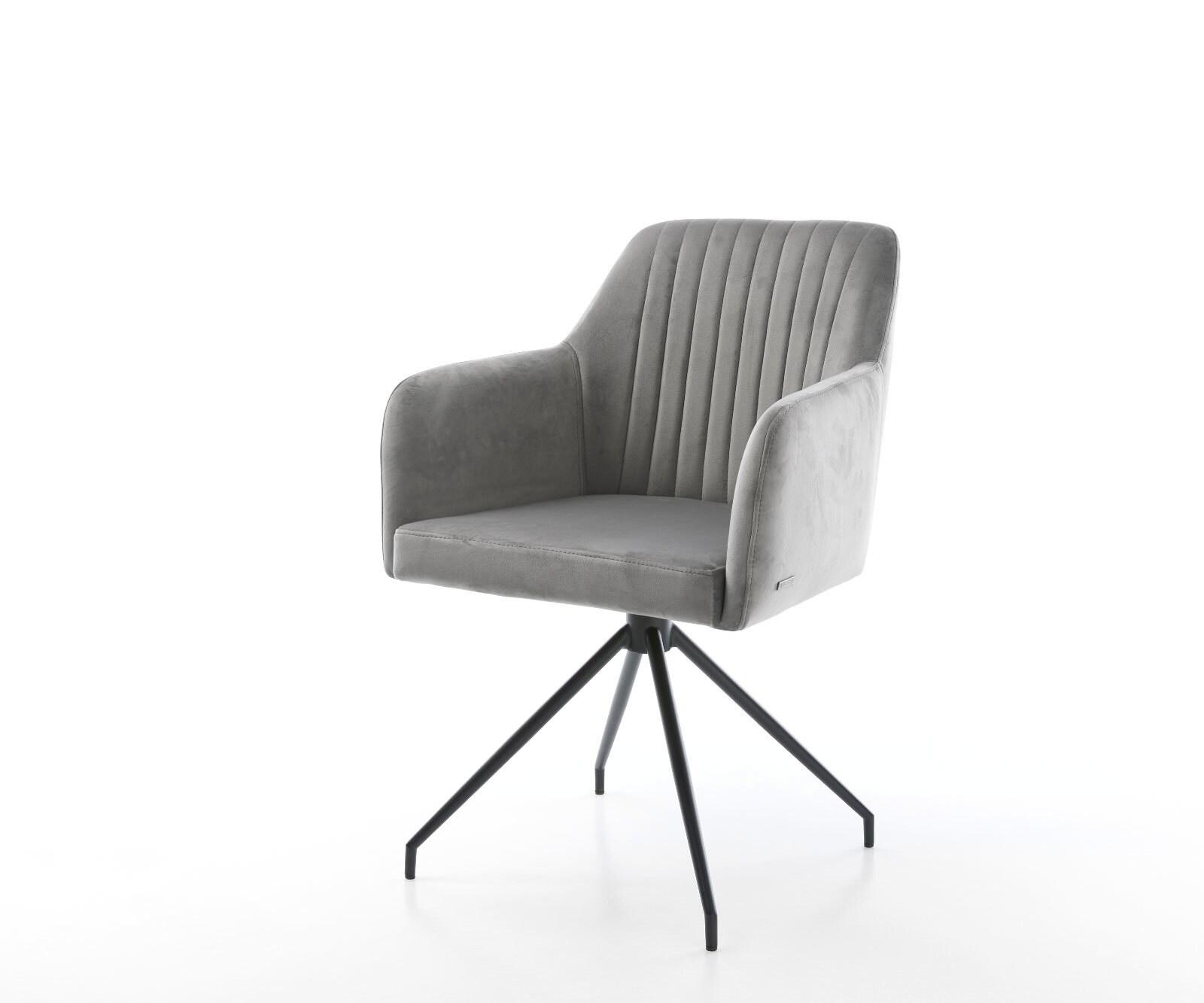Eetkamerstoel Greg-Flex fluweel grijs kruisframe conisch zwart pocketveer kern Eetkamerstoel Greg-Flex fluweel grijs kruisframe conisch zwart pocketveer kern