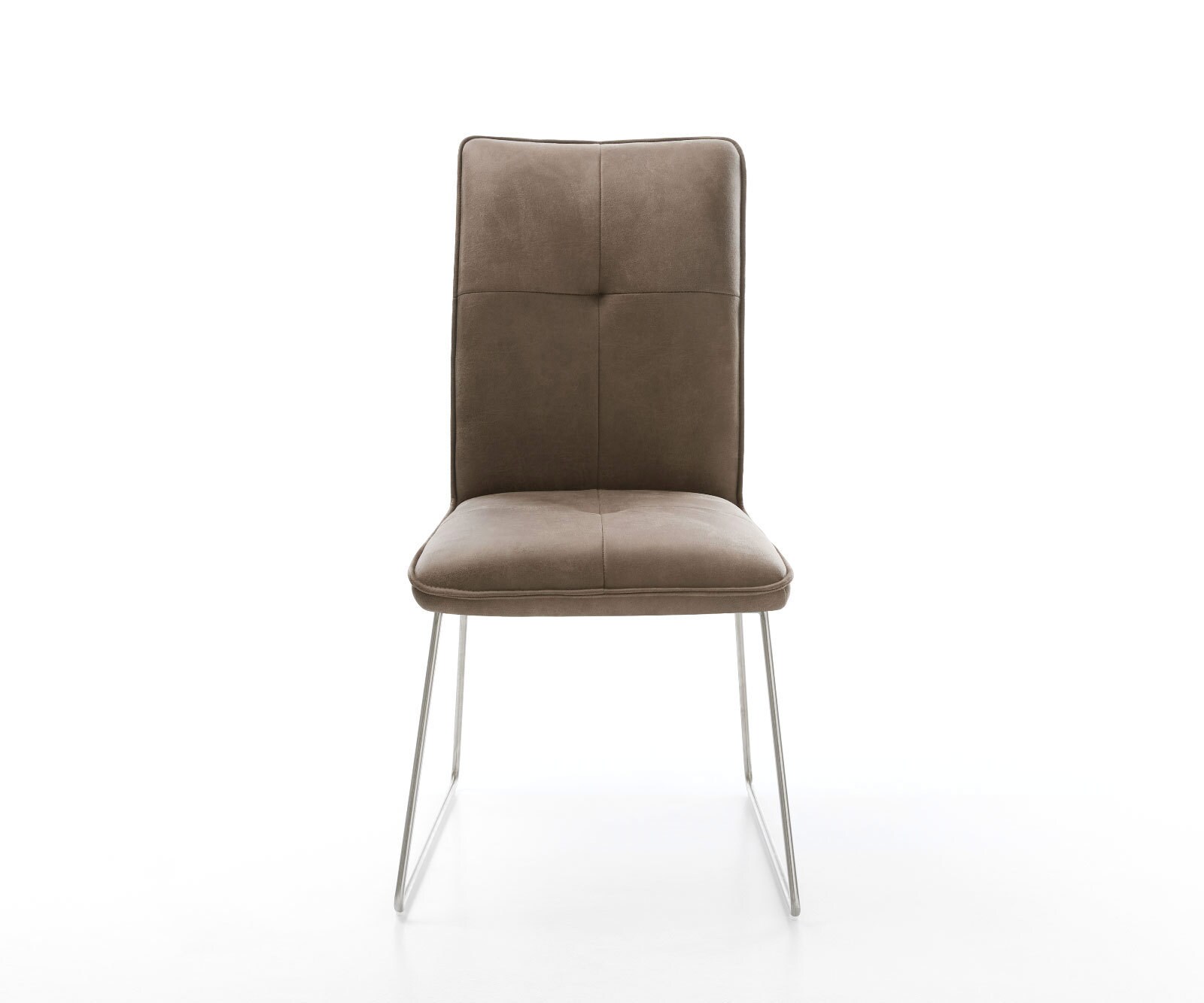 Eetkamerstoel Maddy-Flex microvelours taupe vintage slipframe roestvrij staal 1 Eetkamerstoel Maddy-Flex microvelours taupe vintage slipframe roestvrij staal 1