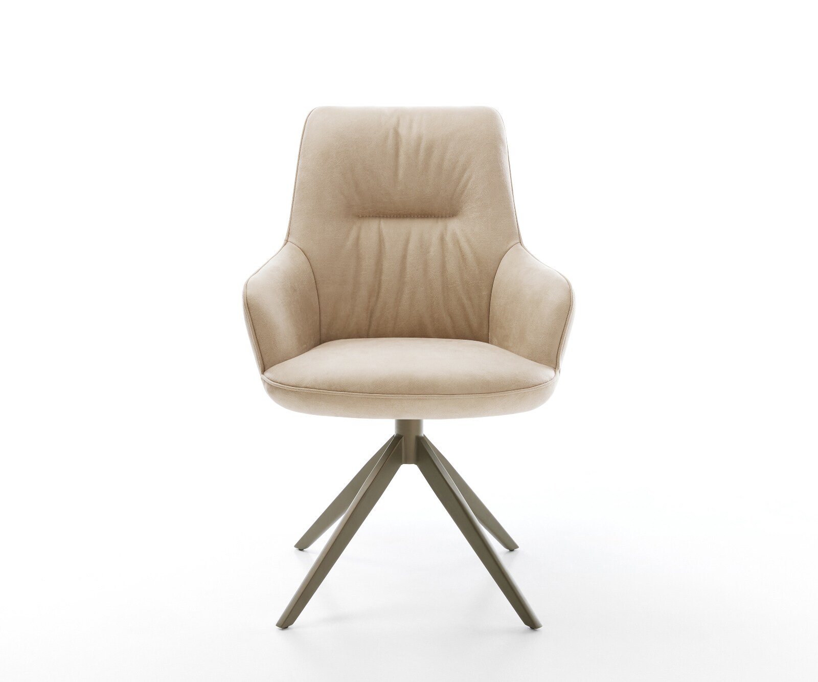 Draaistoel Zelia-Flex met armleuning microvelours beige vintage kruisframe breed afwerking met titanium 360° draaibaar rocker-functie pocketveer kern 2