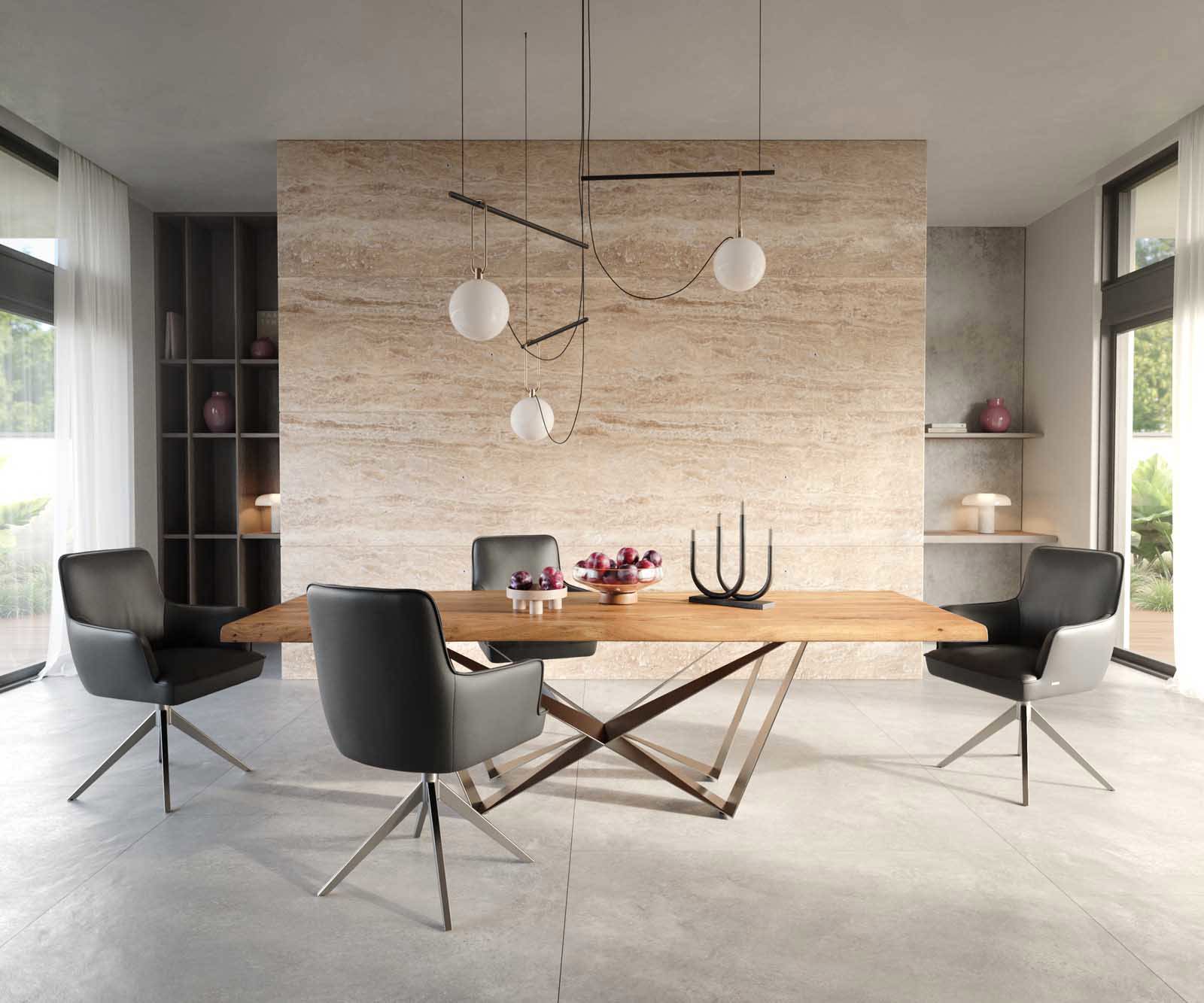 Draaistoel Heira-Flex met armleuning echt leer zwart kruisframe breed roestvrij staal 360° draaibaar pocketveer kern 4 Draaistoel Heira-Flex met armleuning echt leer zwart kruisframe breed roestvrij staal 360° draaibaar pocketveer kern 4