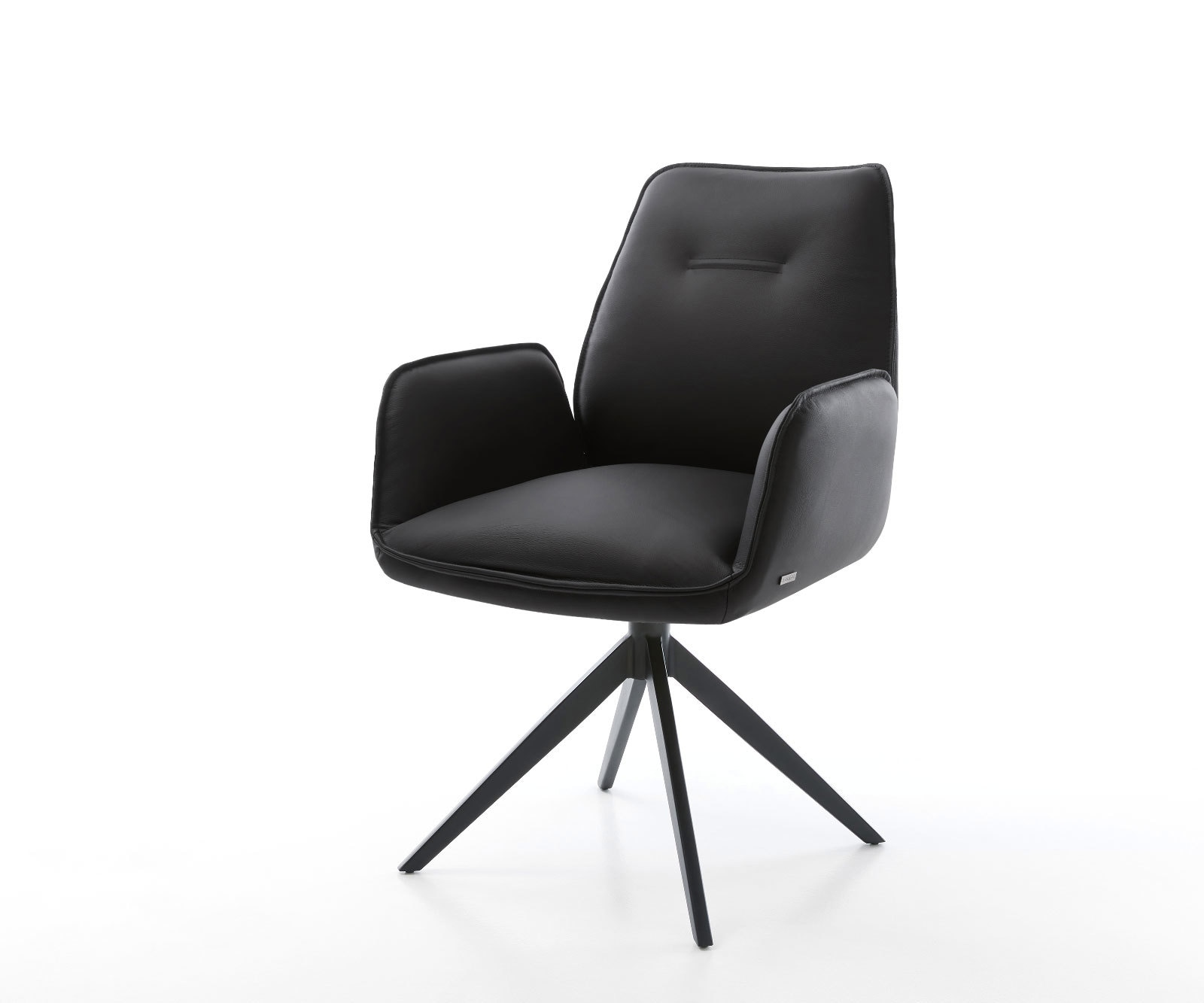 Draaistoel Zoa-Flex echt leer zwart kruisframe breed zwart 360° draaibaar rocker-functie pocketveer kern Draaistoel Zoa-Flex echt leer zwart kruisframe breed zwart 360° draaibaar rocker-functie pocketveer kern