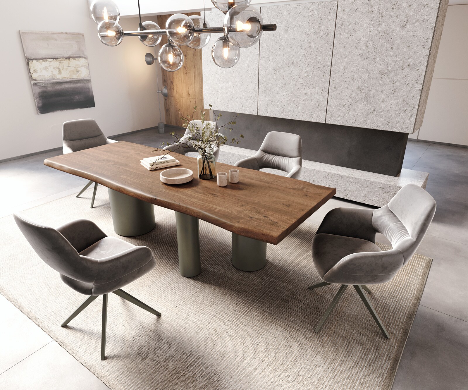 Eetkamertafel Edge 260x100 XL acacia bruin Troa metaal effectafwerking titaan Live-Edge 5