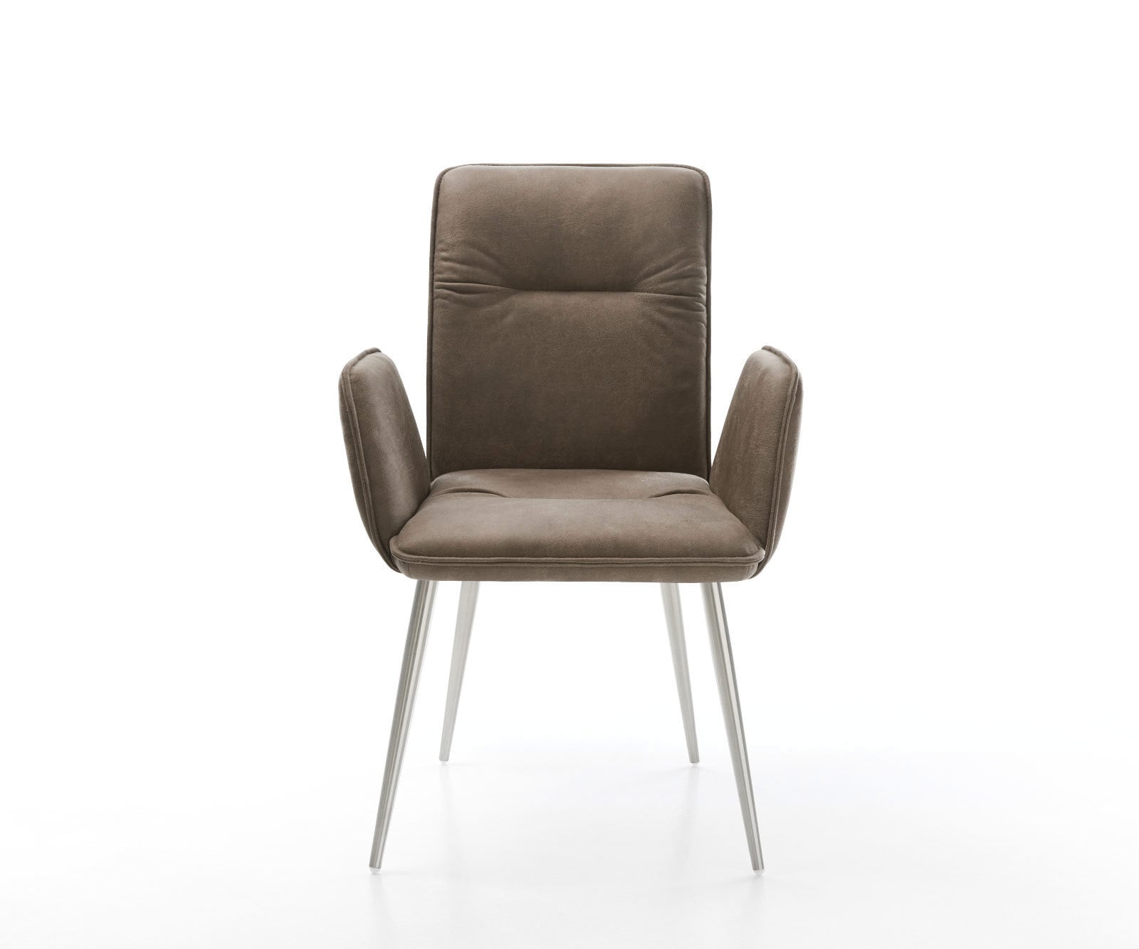 Eetkamerstoel Vinja-Flex microvelours taupe vintage 4-poot conisch roestvrij staal 1 Eetkamerstoel Vinja-Flex microvelours taupe vintage 4-poot conisch roestvrij staal 1