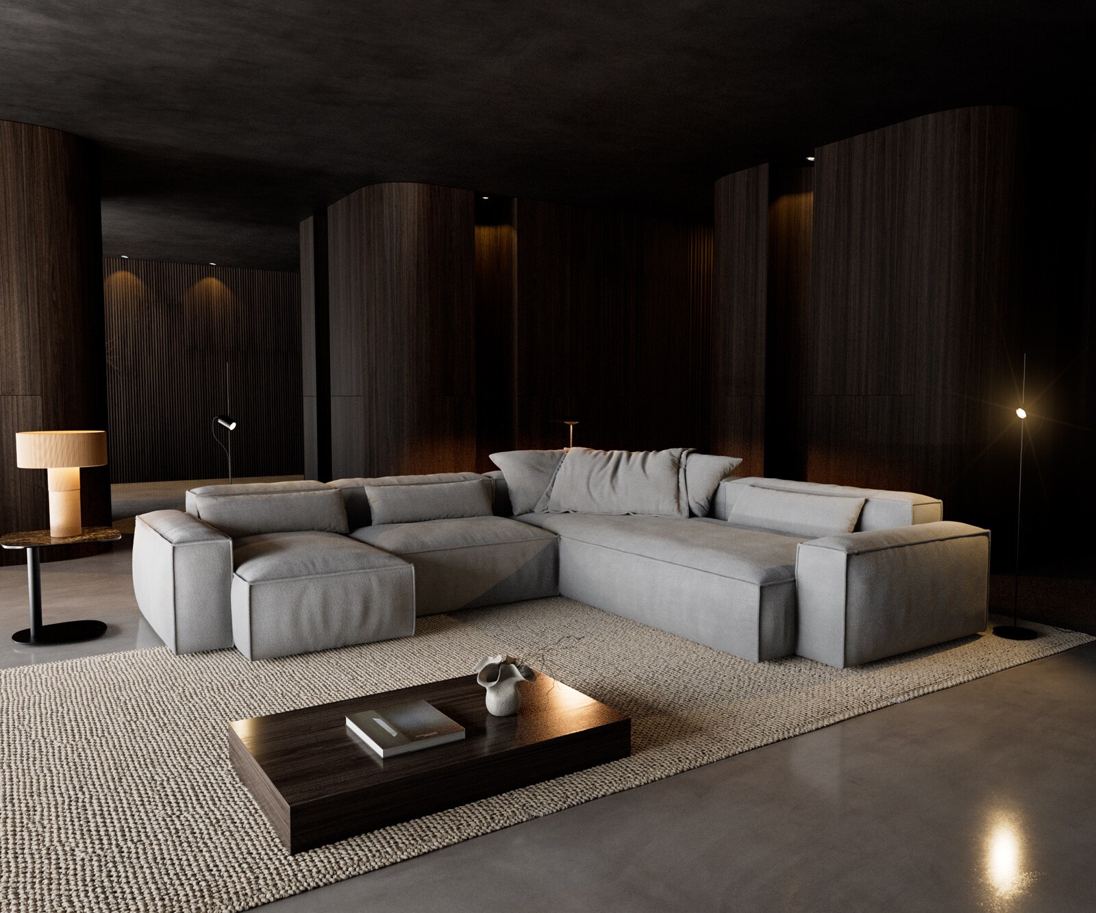 Woonkamer landschap Freestyle 360x290 cm Zachte stof met structuur Grijs kedernaad 1