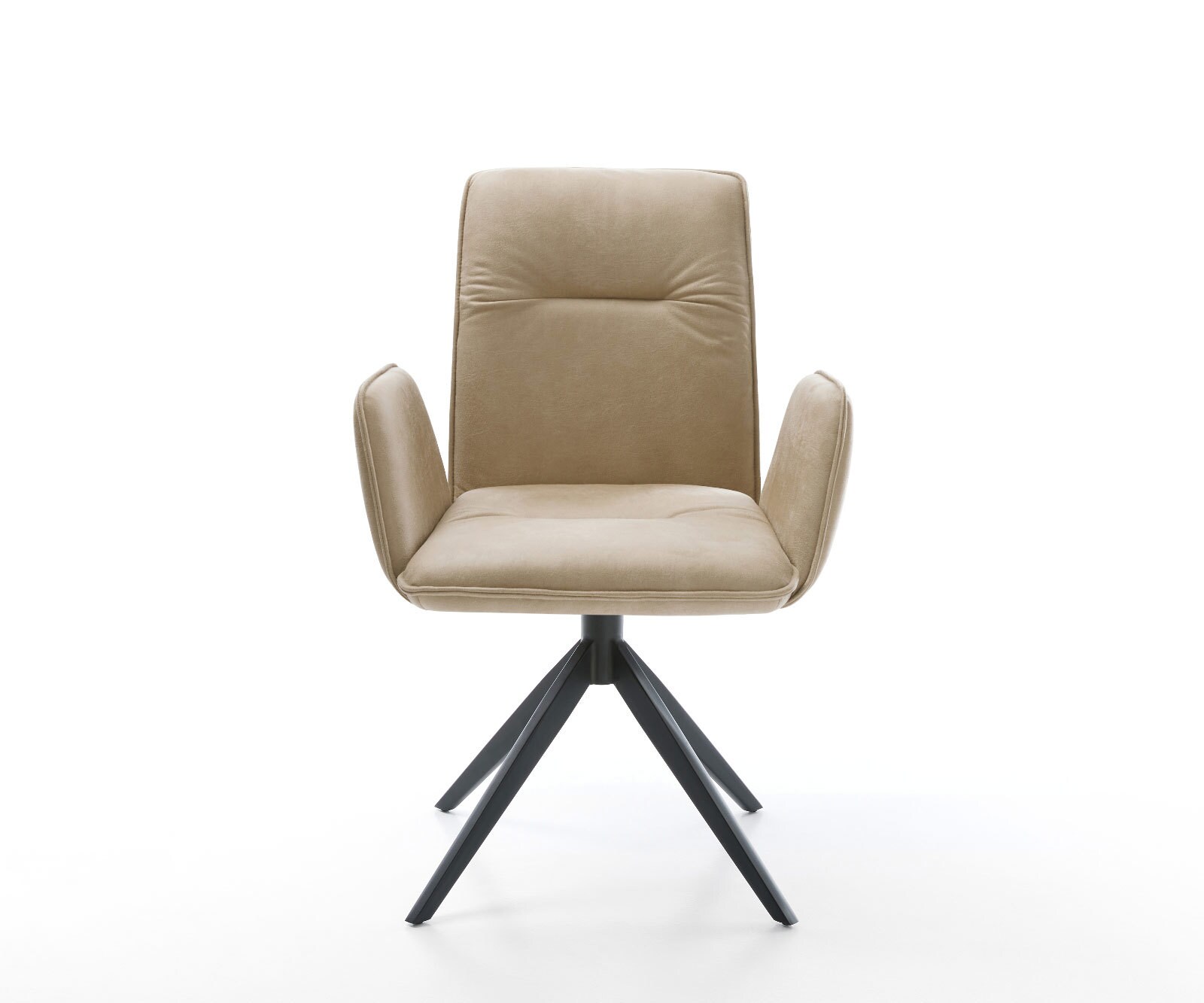 Draaistoel Vinja-Flex microvelours beige vintage kruisframe breed zwart 360° draaibaar rocker-functie 1