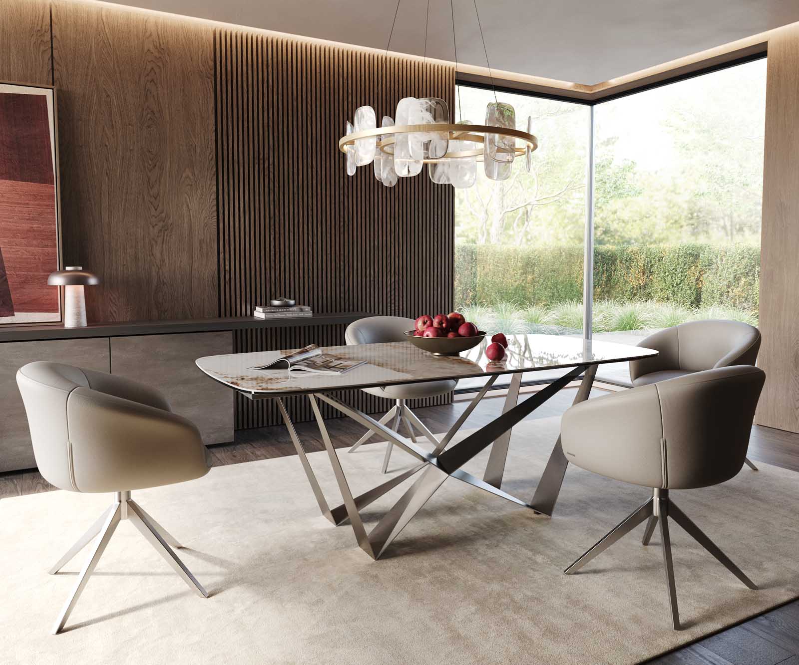 Eetkamertafel Edge Boot 200x100 keramiek Minas Melange wit-beige spider vlak staal RVS 6 Eetkamertafel Edge Boot 200x100 keramiek Minas Melange wit-beige spider vlak staal RVS 6