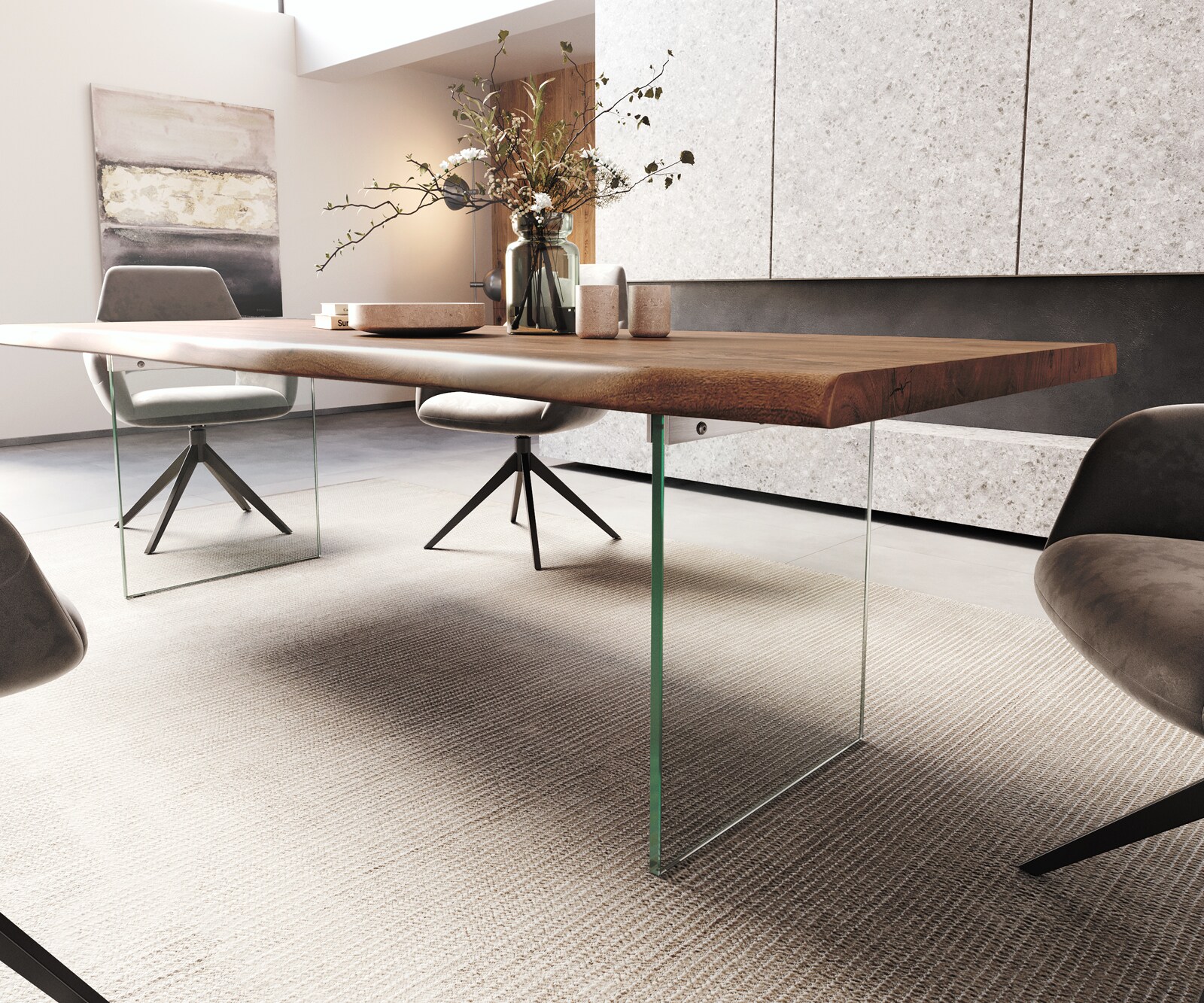 Eettafel Edge 260x100 XL acacia bruin  glas Live-Edge 4