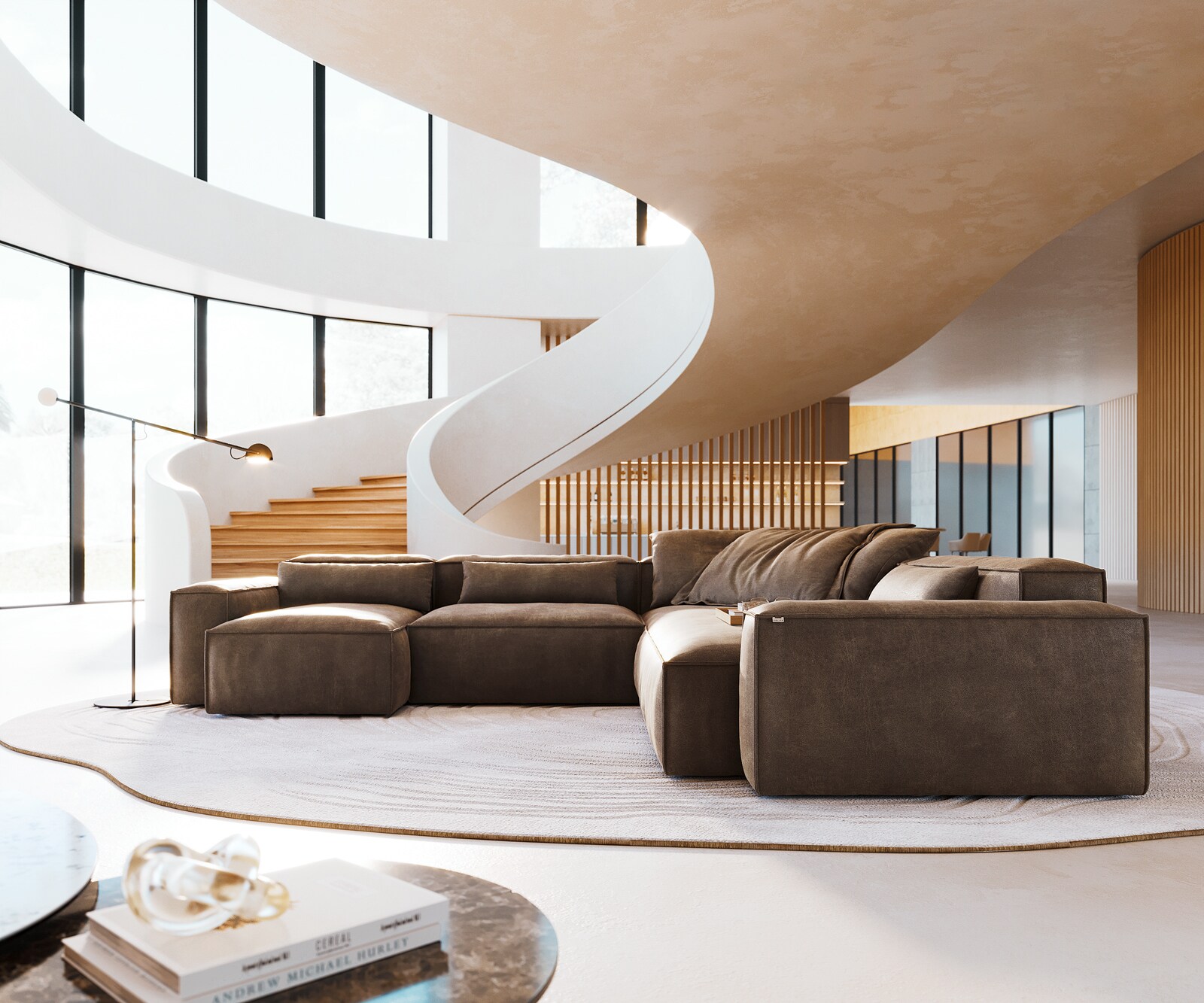 Woonkamer landschap Freestyle 360x290 cm Microvezelmateriaal Taupe Vintage kedernaad 1