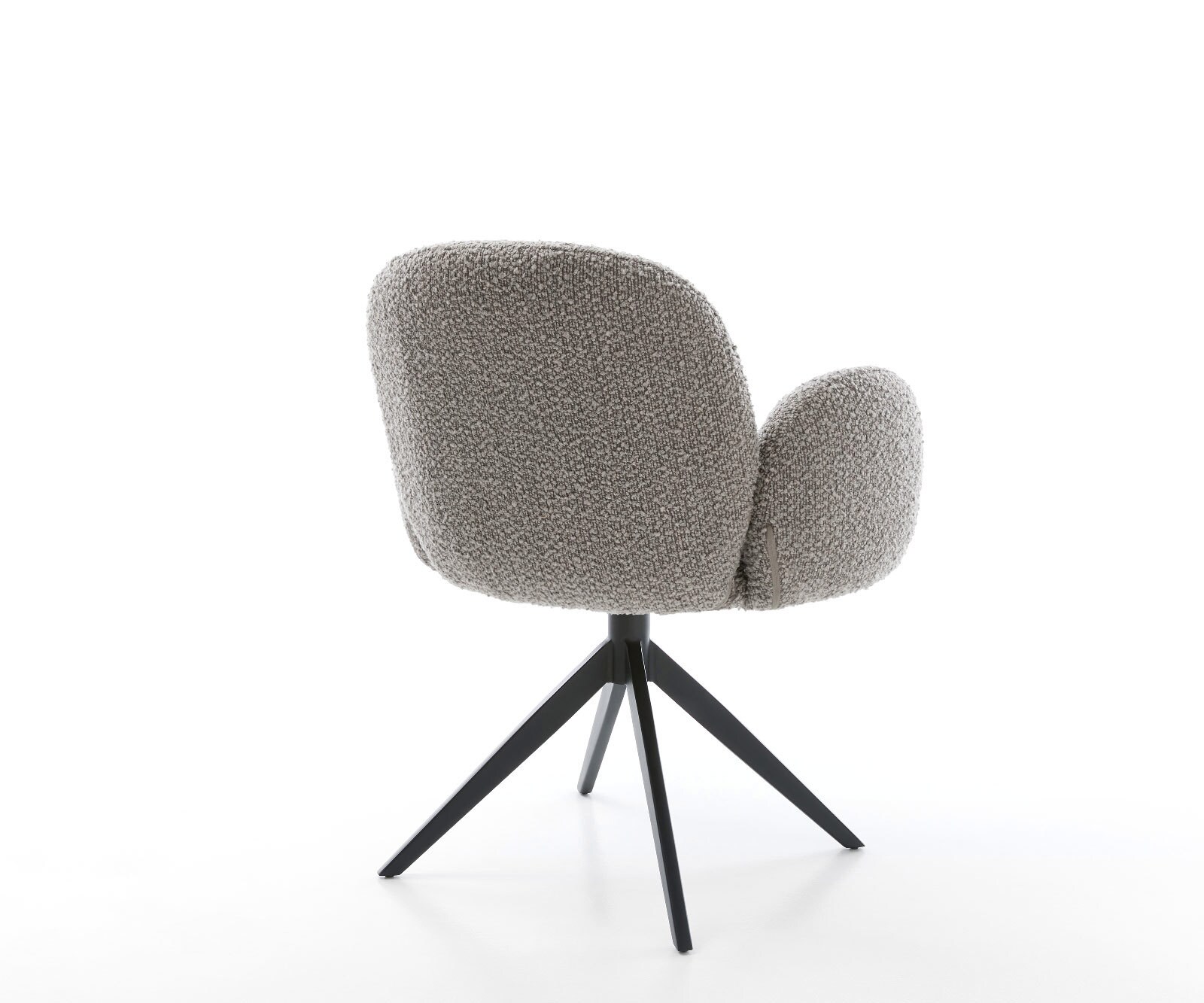 Draaistoel Nube-Flex met armleuning bouclé zilver grijs kruisframe breed zwart 360° draaibaar rocker-functie pocketveer kern 4