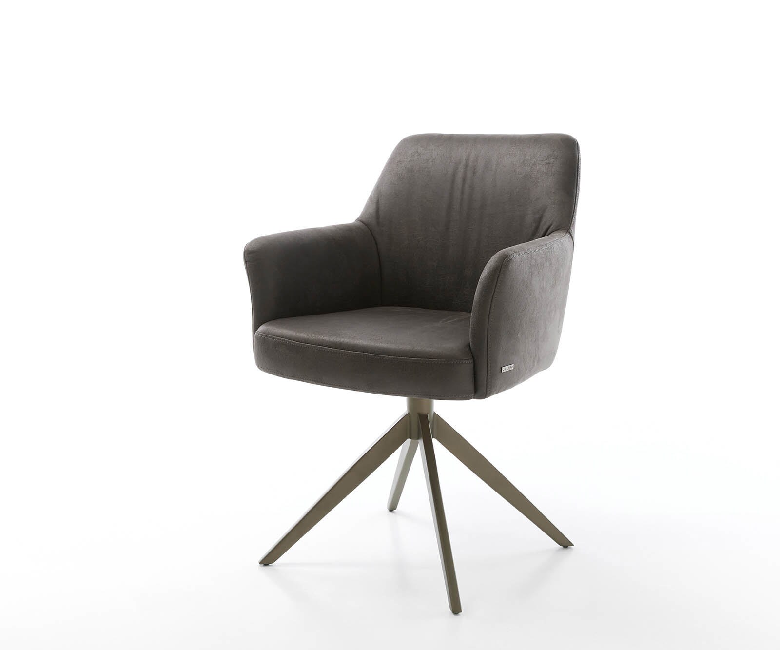 Draaistoel Xana-Flex met armleuning microvelours antraciet vintage kruisframe breed afwerking met titanium 360° draaibaar pocketveer kern