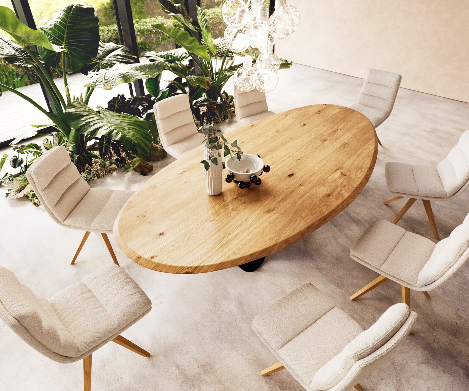 Eettafel Edge Oval 280x130x2,5 eiken natuur Infinity metaal zwart Flow-Edge 5