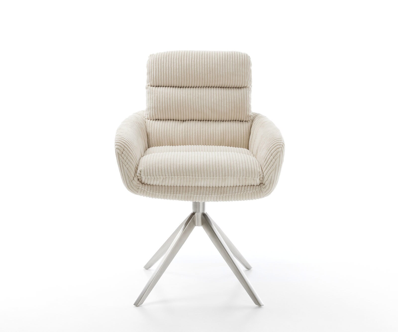 Draaistoel Abelia-Flex met armleuning koord beige kruisframe breed roestvrij staal 360° draaibaar rocker-functie 1