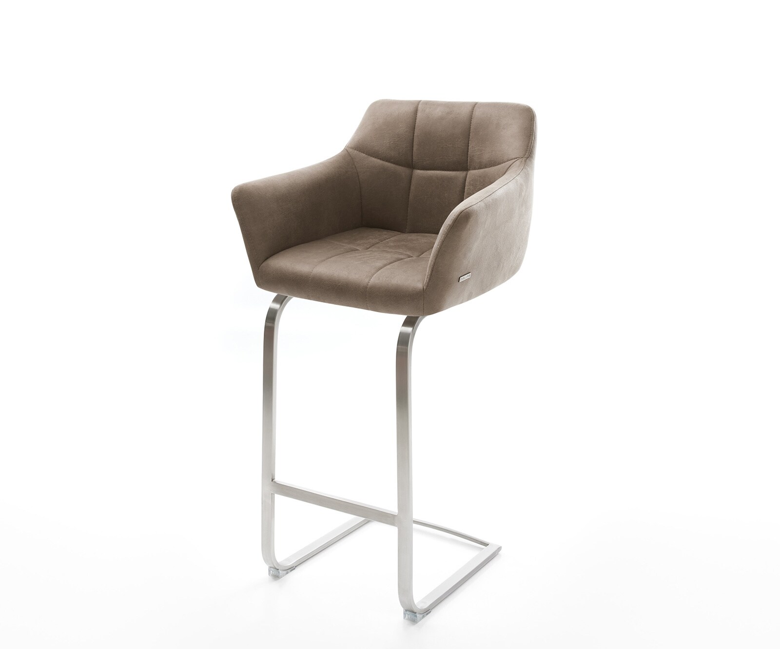 Barkruk Yulo-Flex Vintage taupe sledestoel plat roestvrijstaal