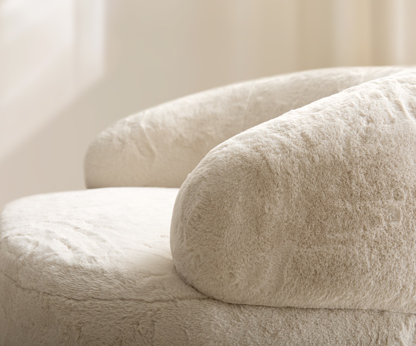 Fauteuil Nova 88x88 cm Pluche crème-wit 4